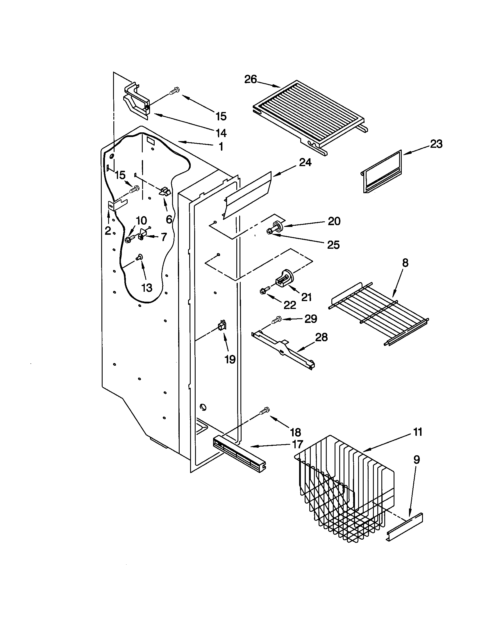 Kenmore 10652542101 freezer liner diagram