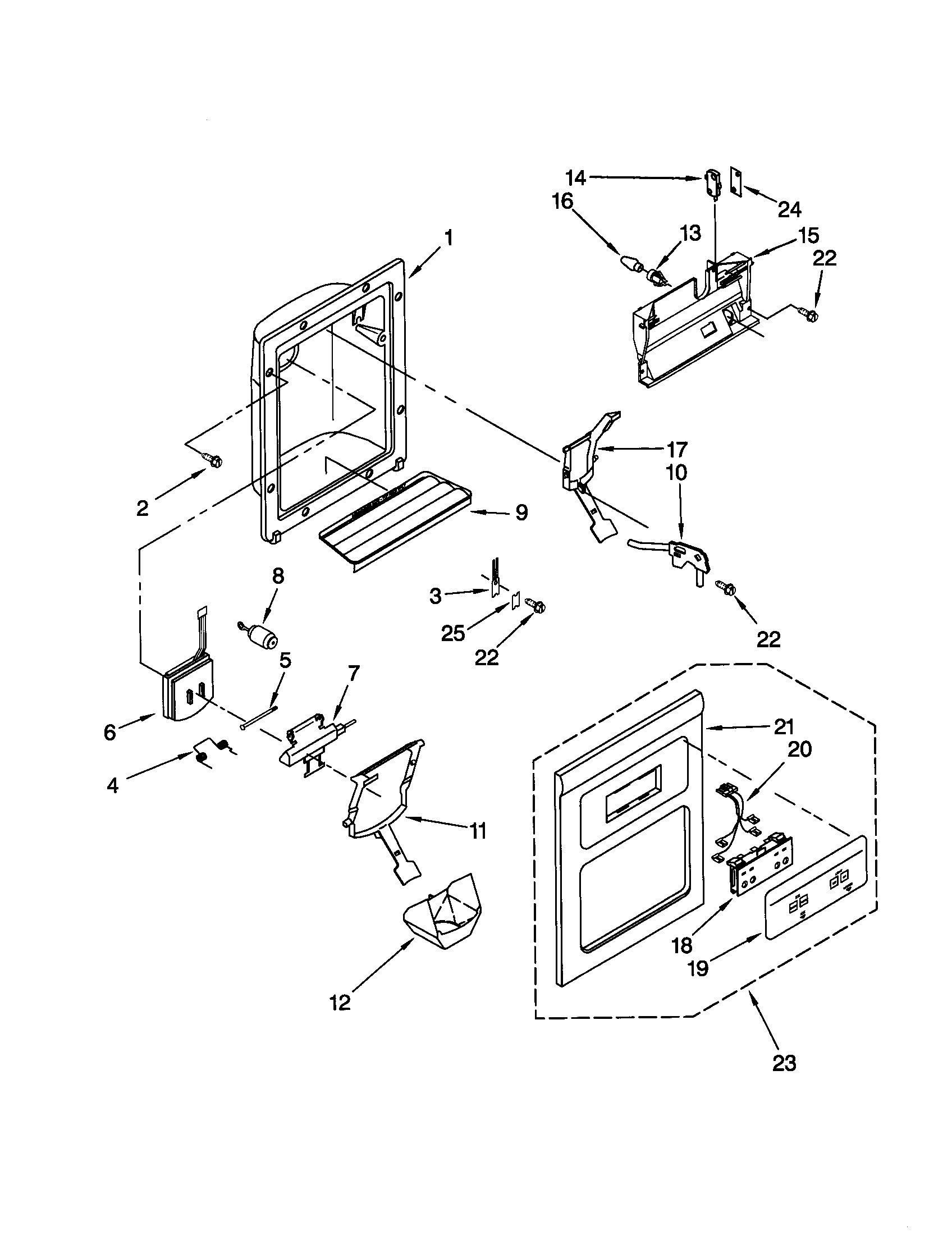 Kenmore 10652542101 dispenser front diagram