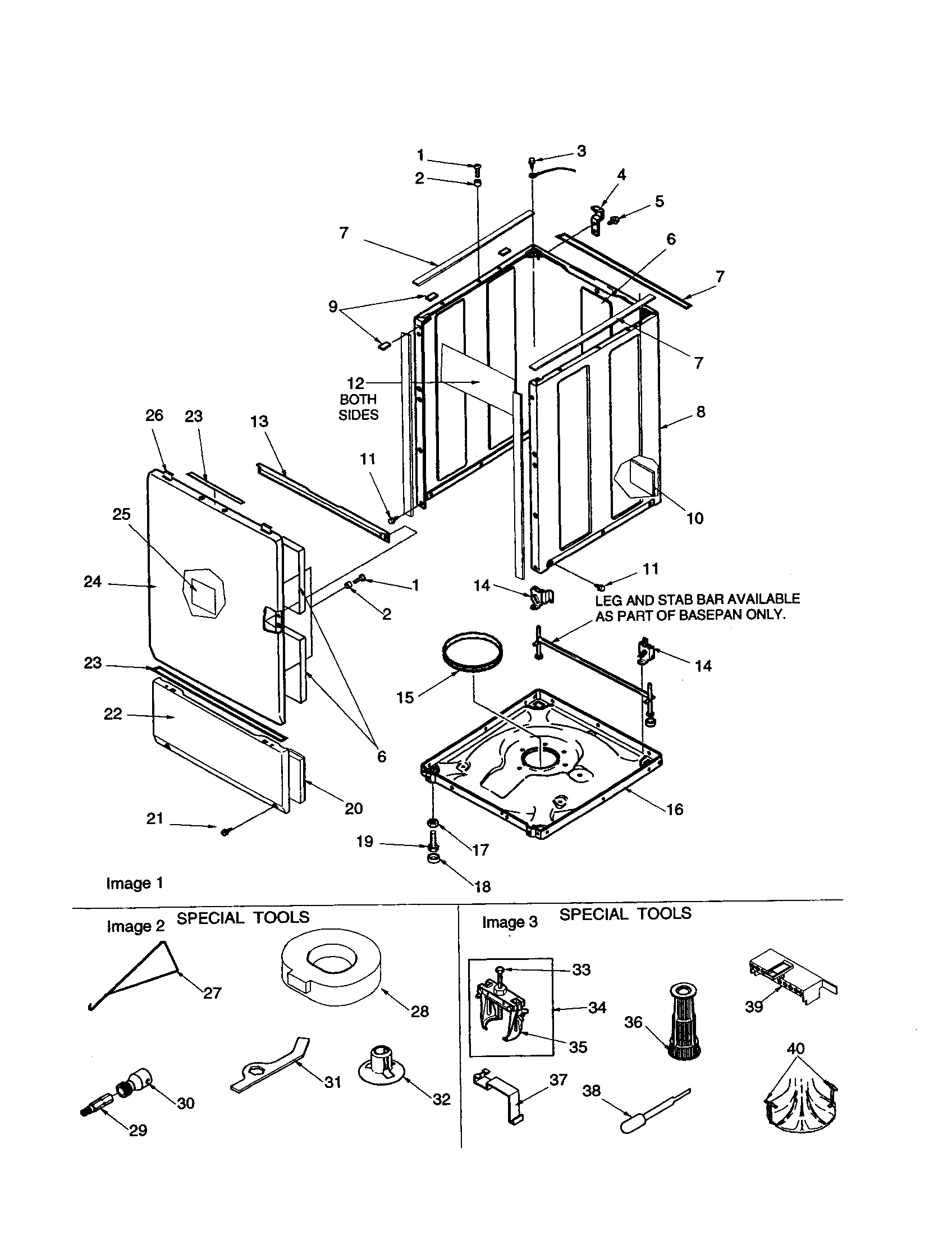 Amana ALW780QMW-PALW780QMW base, cabinet, front/special tools diagram