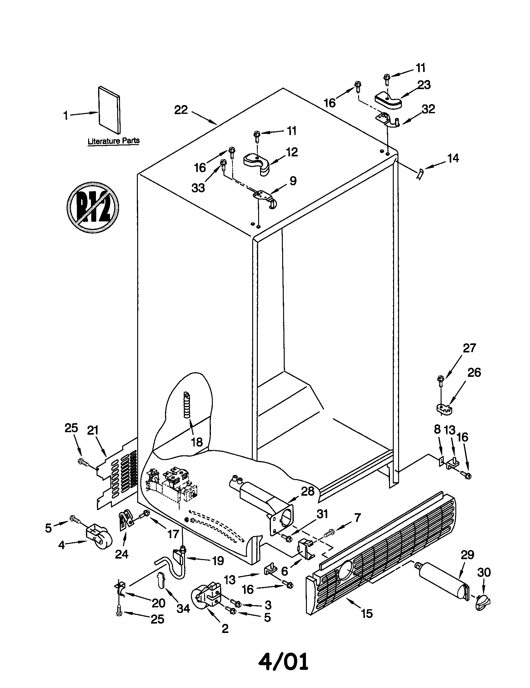 Kenmore 10652759100 cabinet diagram