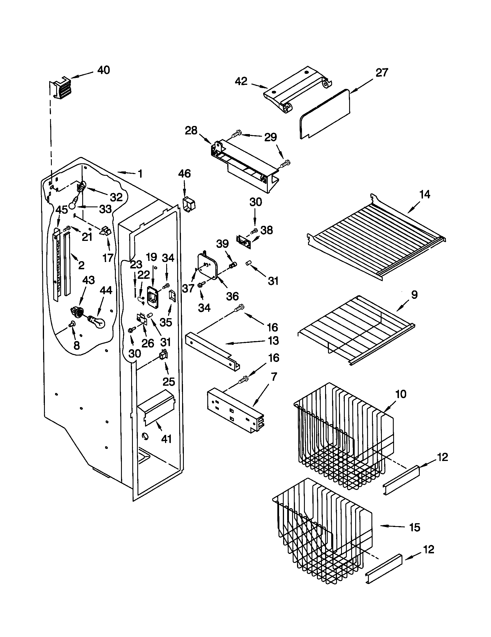 Kenmore 10652759100 freezer liner diagram
