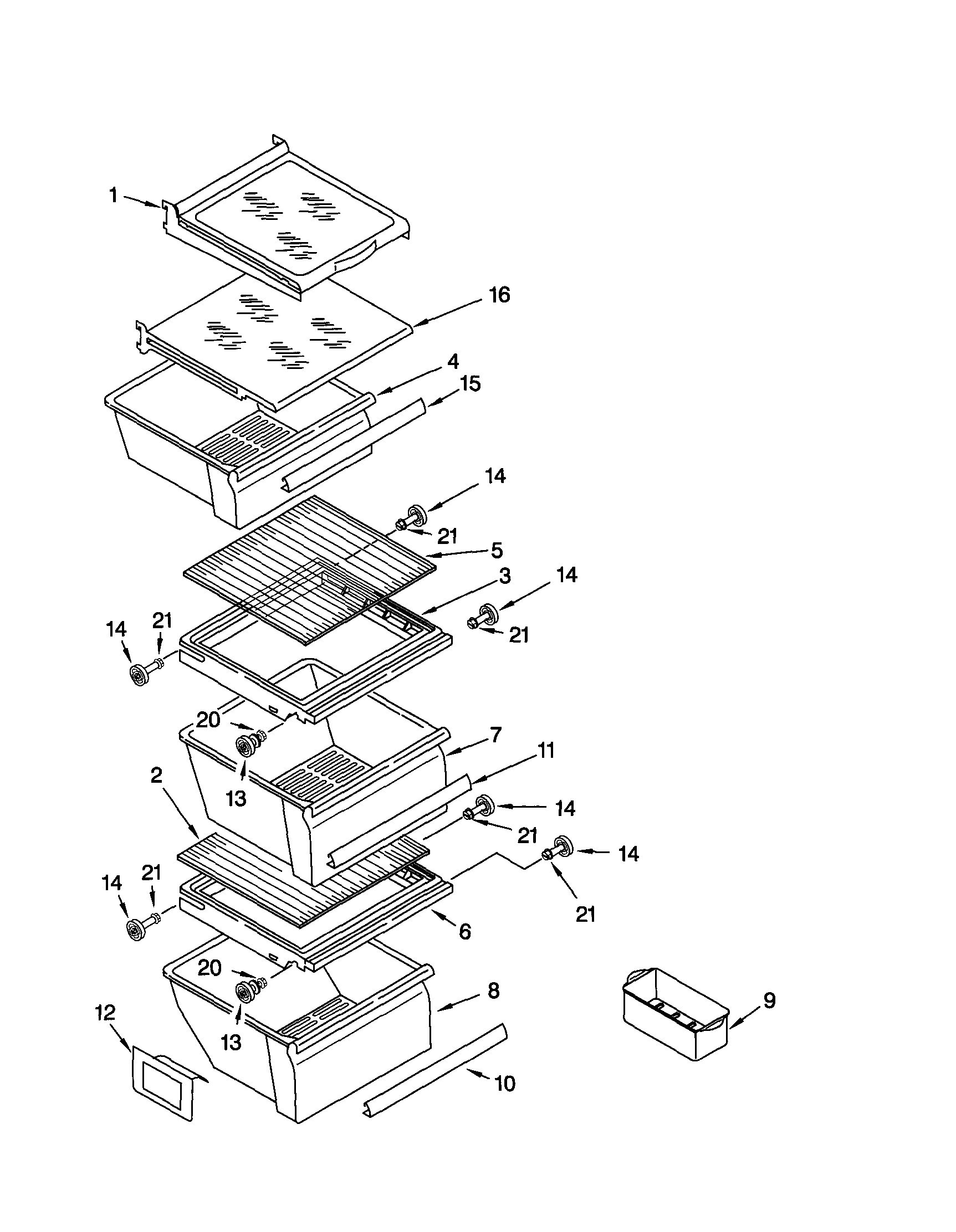 Kenmore 10641212100 refrigerator shelf diagram