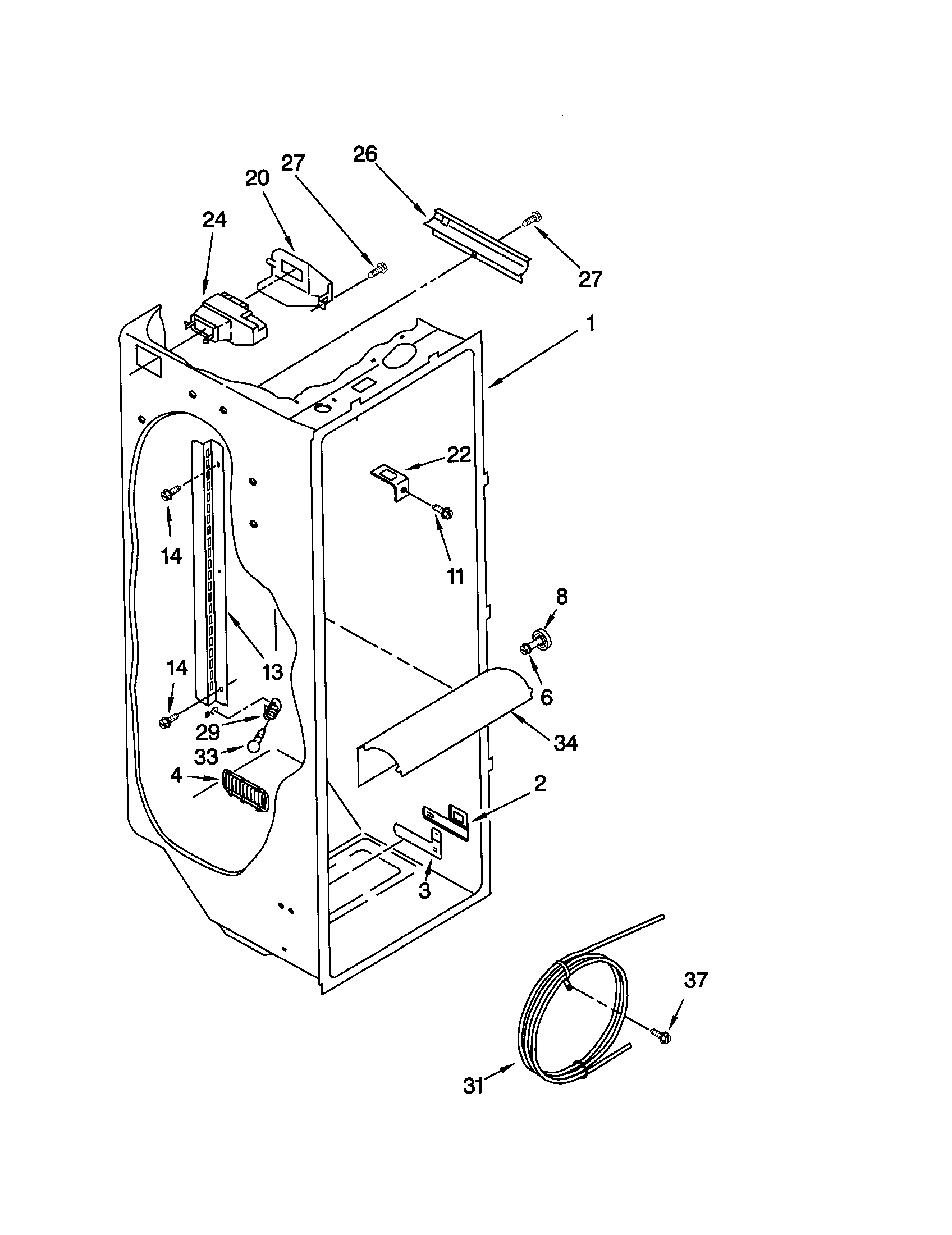 Kenmore 10652212100 refrigerator liner diagram