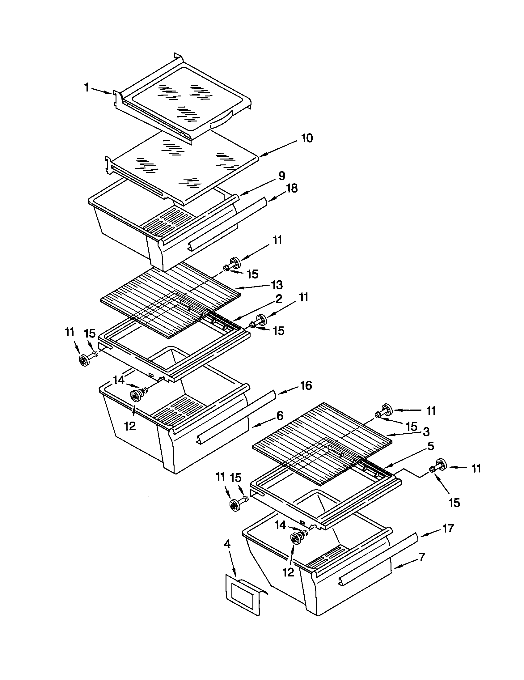 Kenmore 10652212100 refrigerator shelf diagram