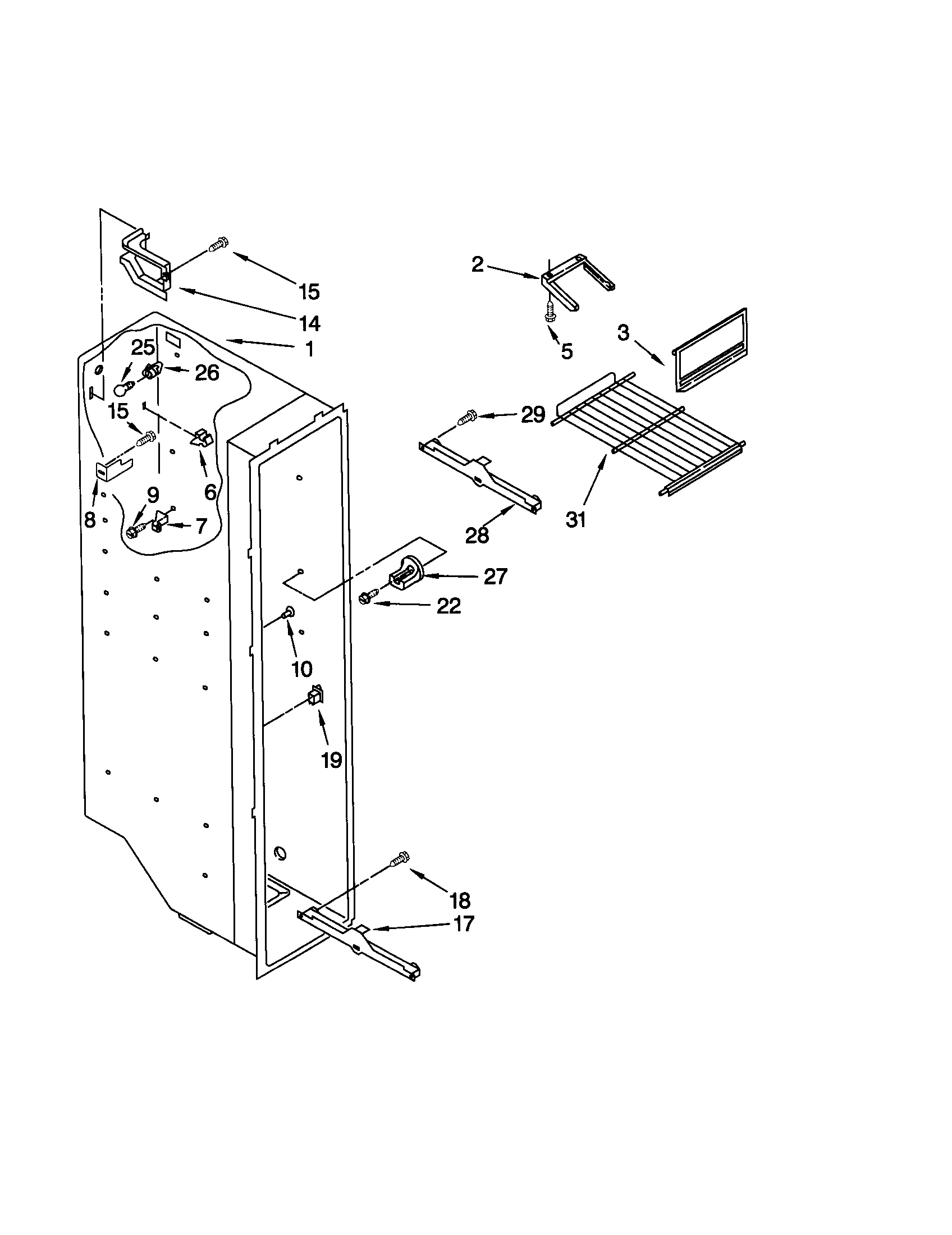 Kenmore 10652212100 freezer liner diagram