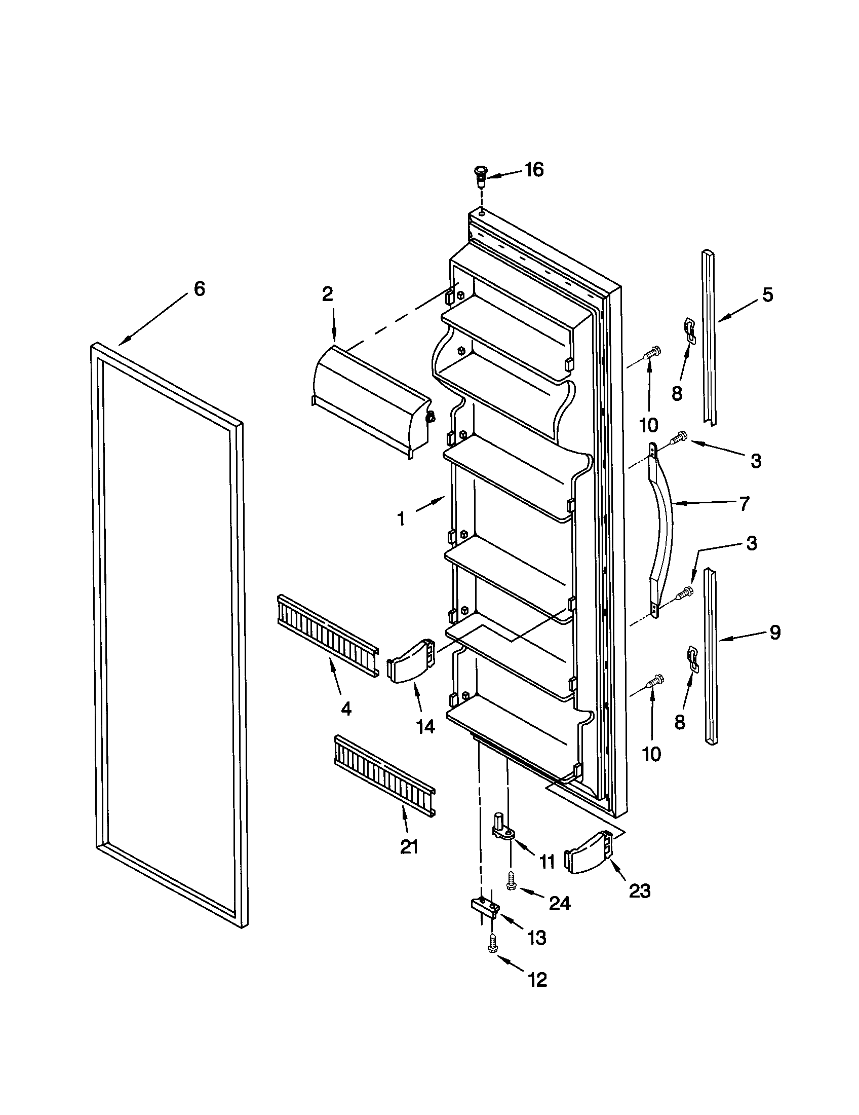 Kenmore 10652212100 refrigerator door diagram