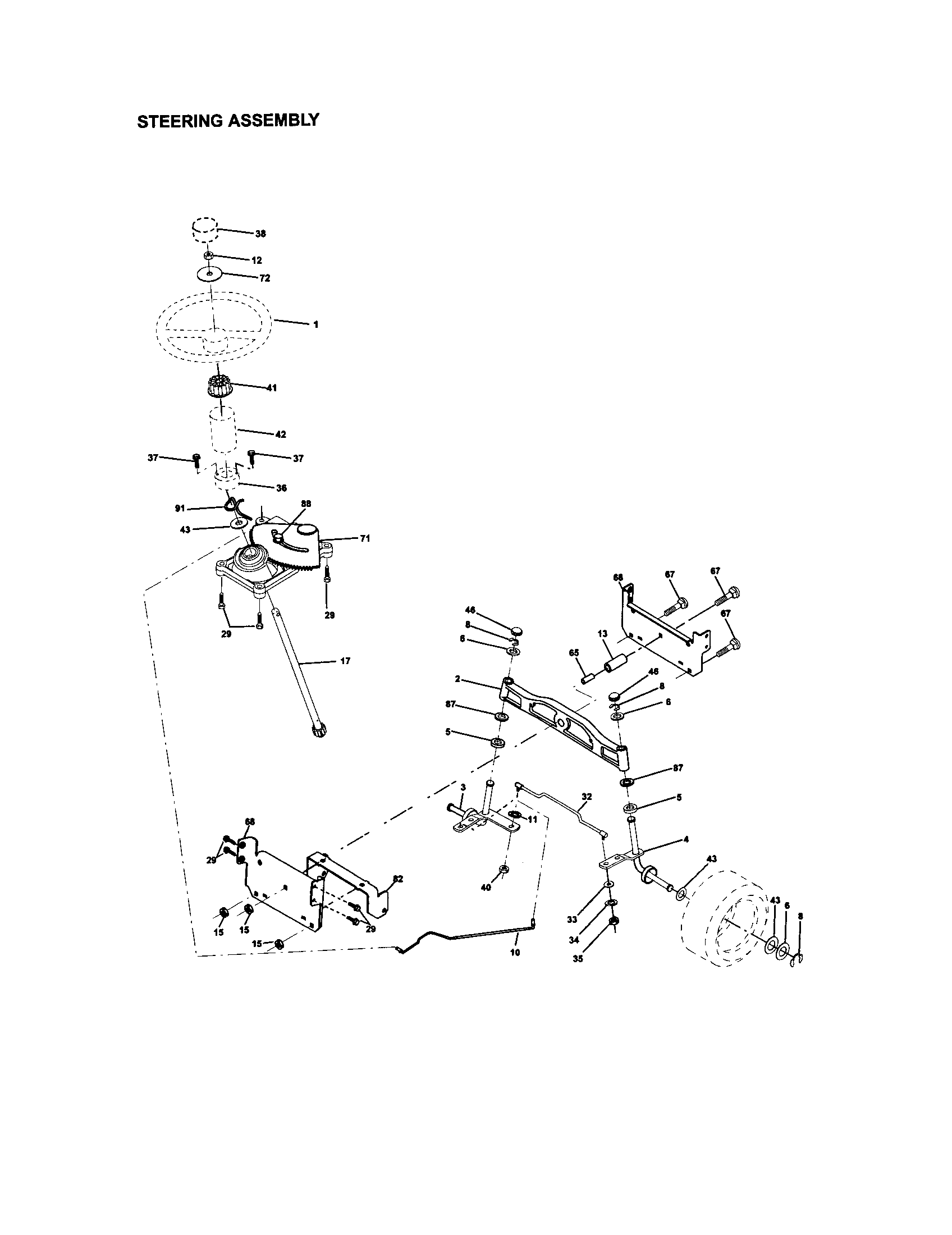 Craftsman 917272261 steering assembly diagram