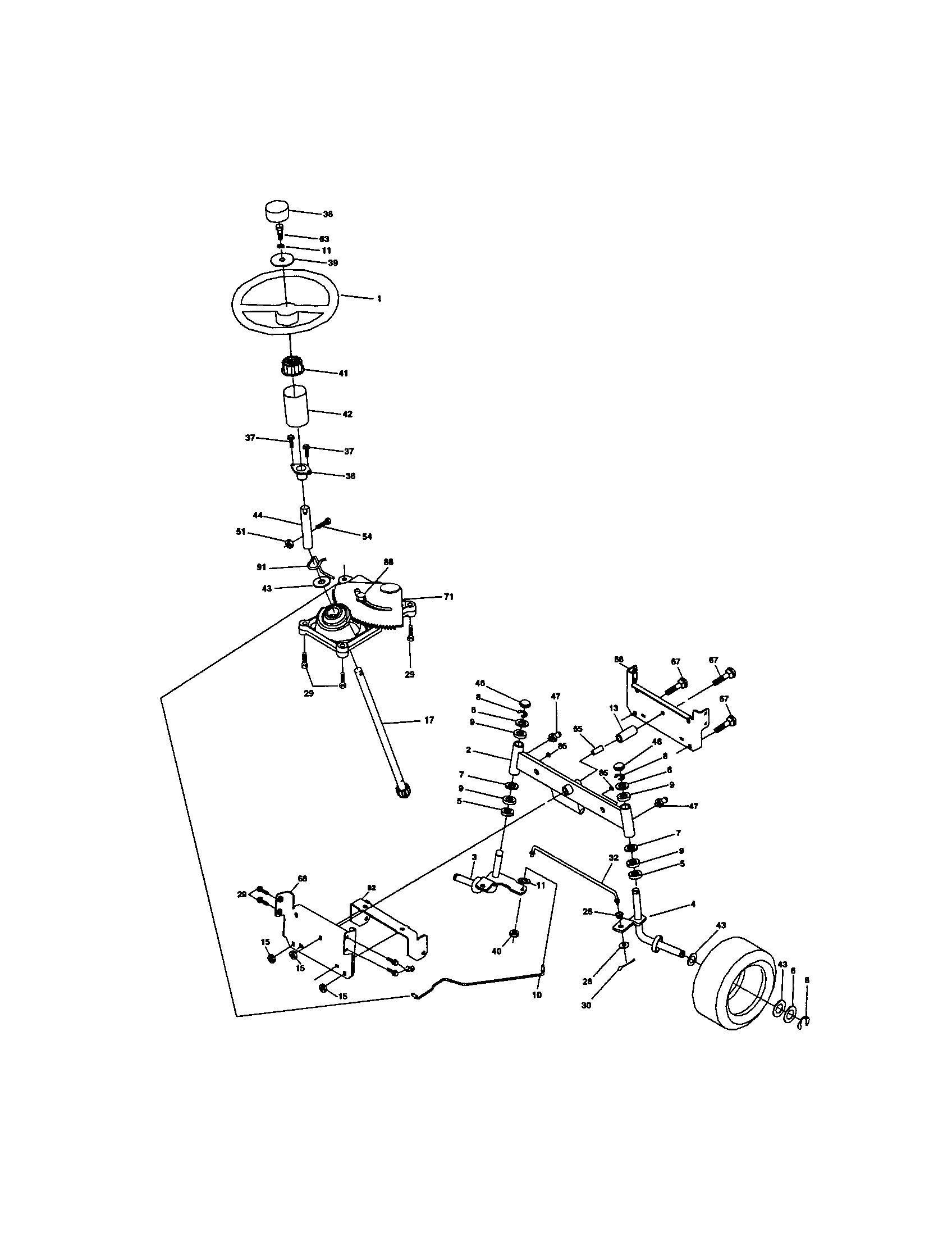 Craftsman 917271733 steering assembly diagram