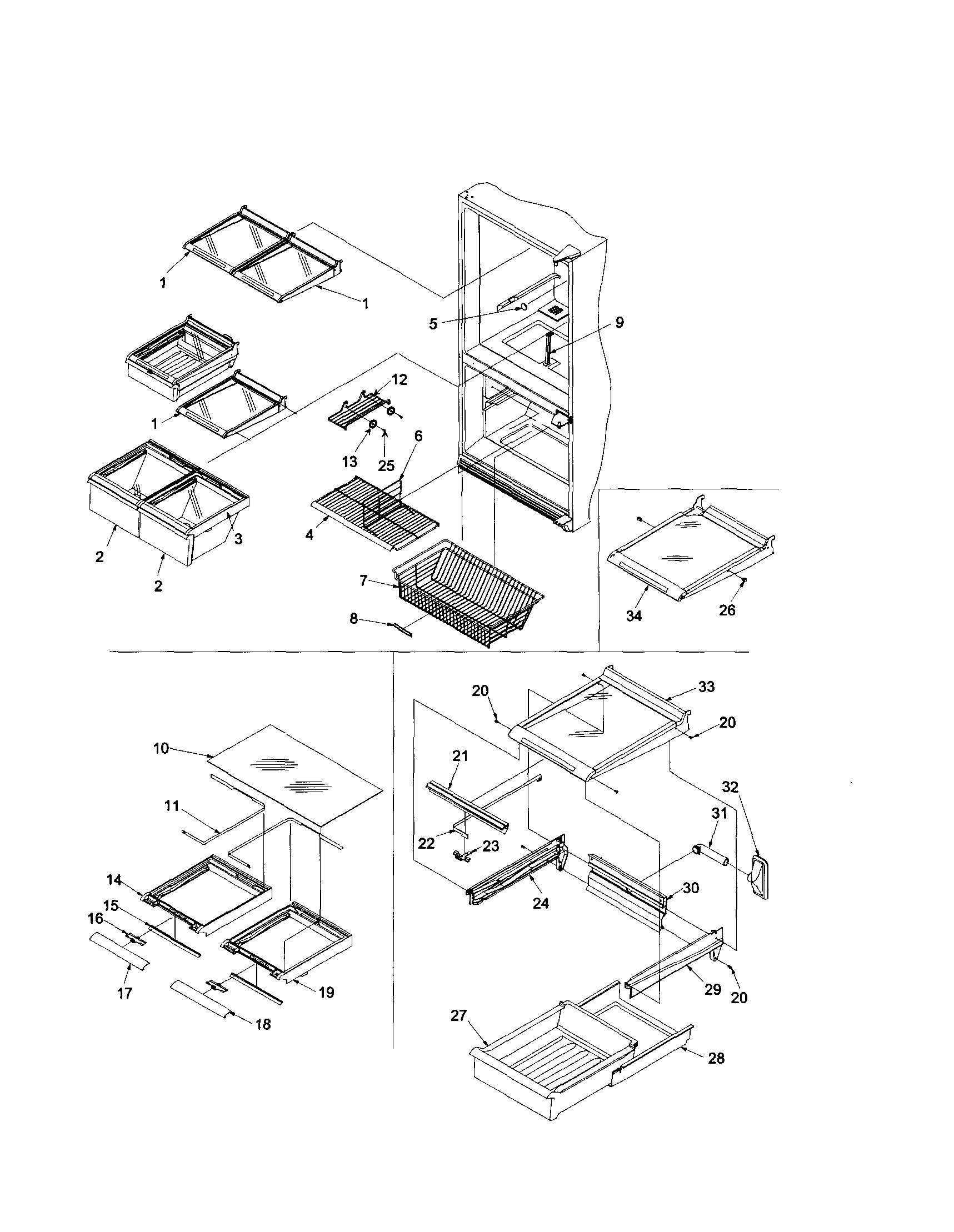 Kenmore 59661292101 shelving assembly diagram