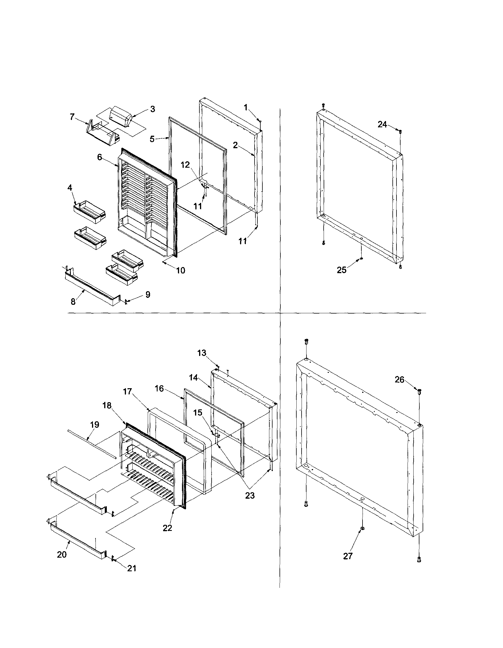 Kenmore 59661292101 door assembly diagram