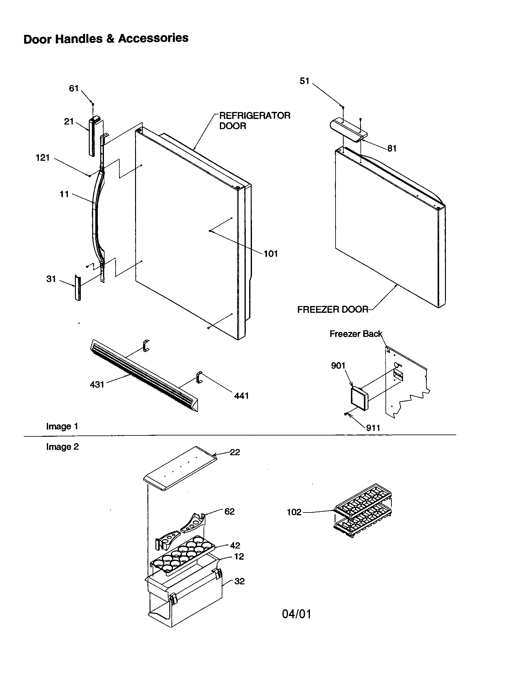 Amana BC21V1C-P1325022WC door handles and accessories diagram