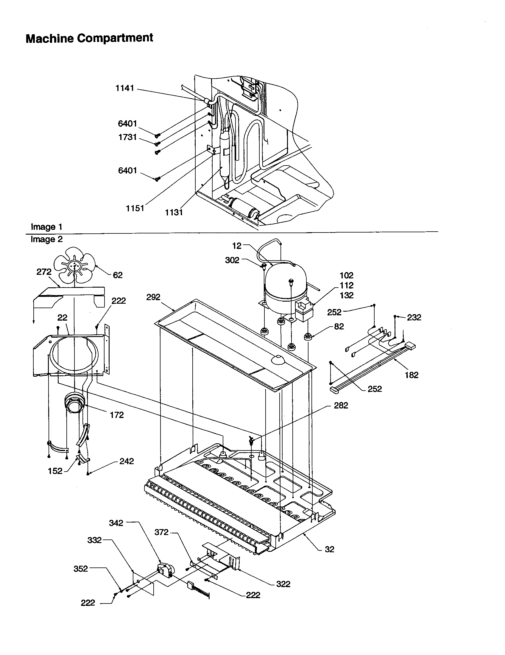 Amana BC21V1C-P1325022WC machine compartment diagram