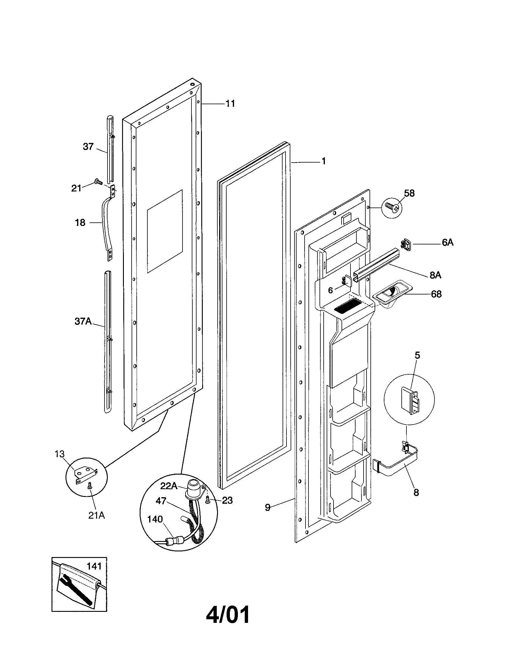 Frigidaire FRS20WRHW3 freezer door diagram