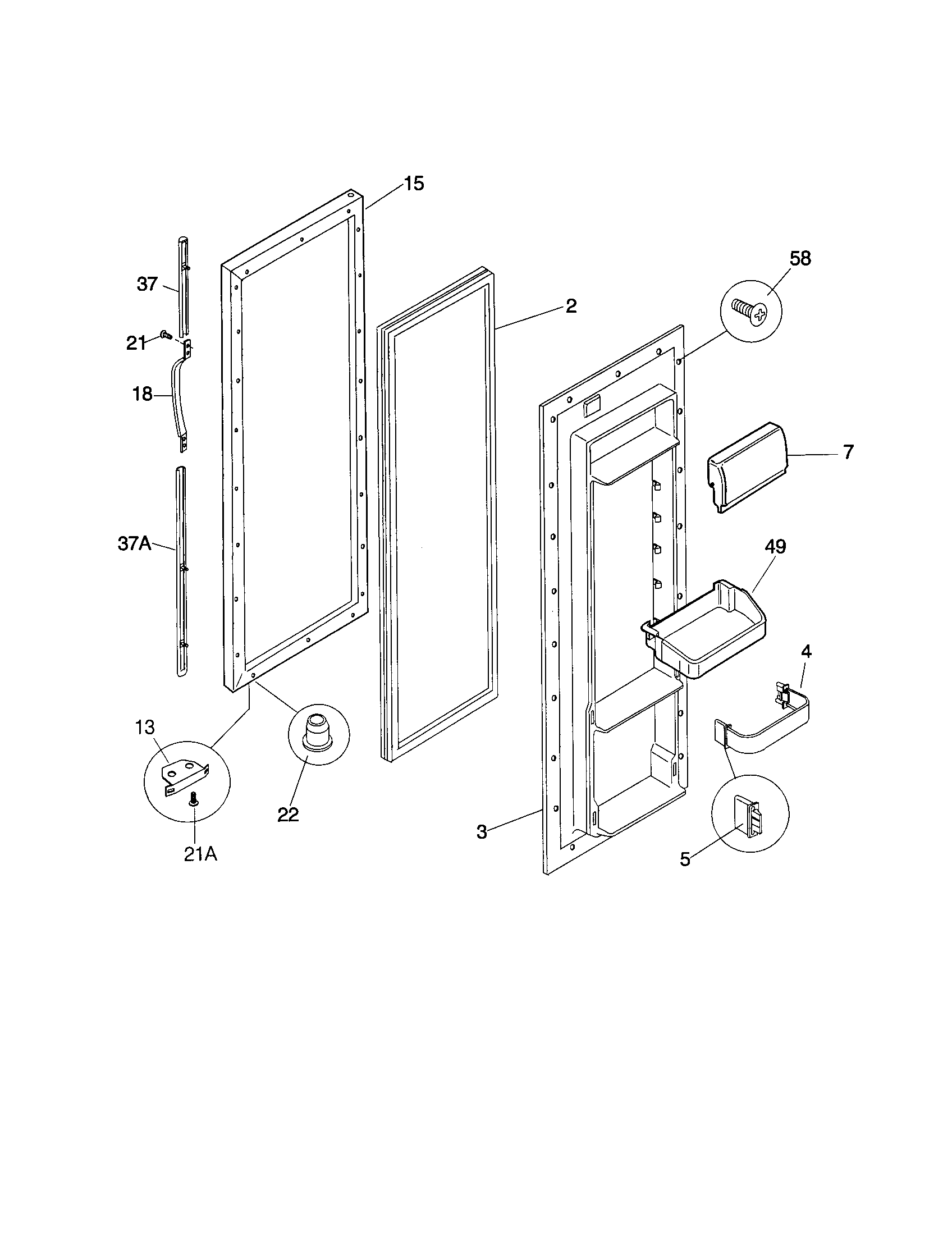 Frigidaire FRS20WRHW3 refrigerator door diagram