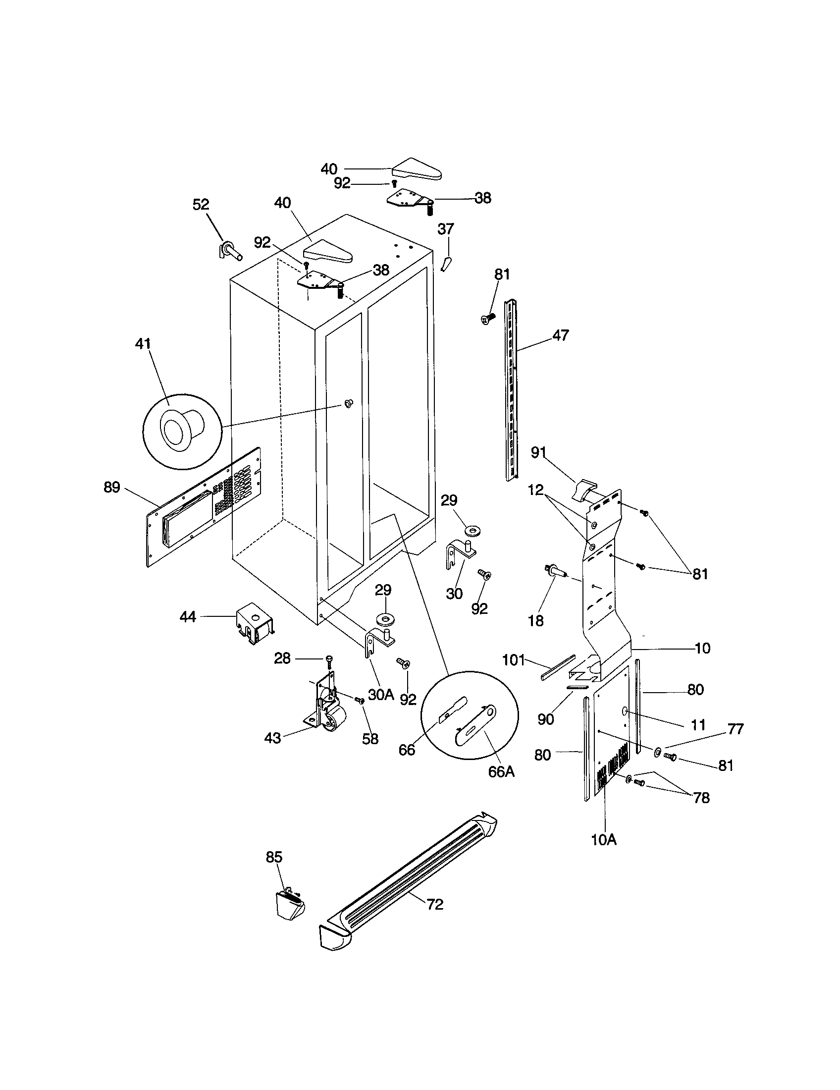 Frigidaire FRS20WRHW3 cabinet diagram