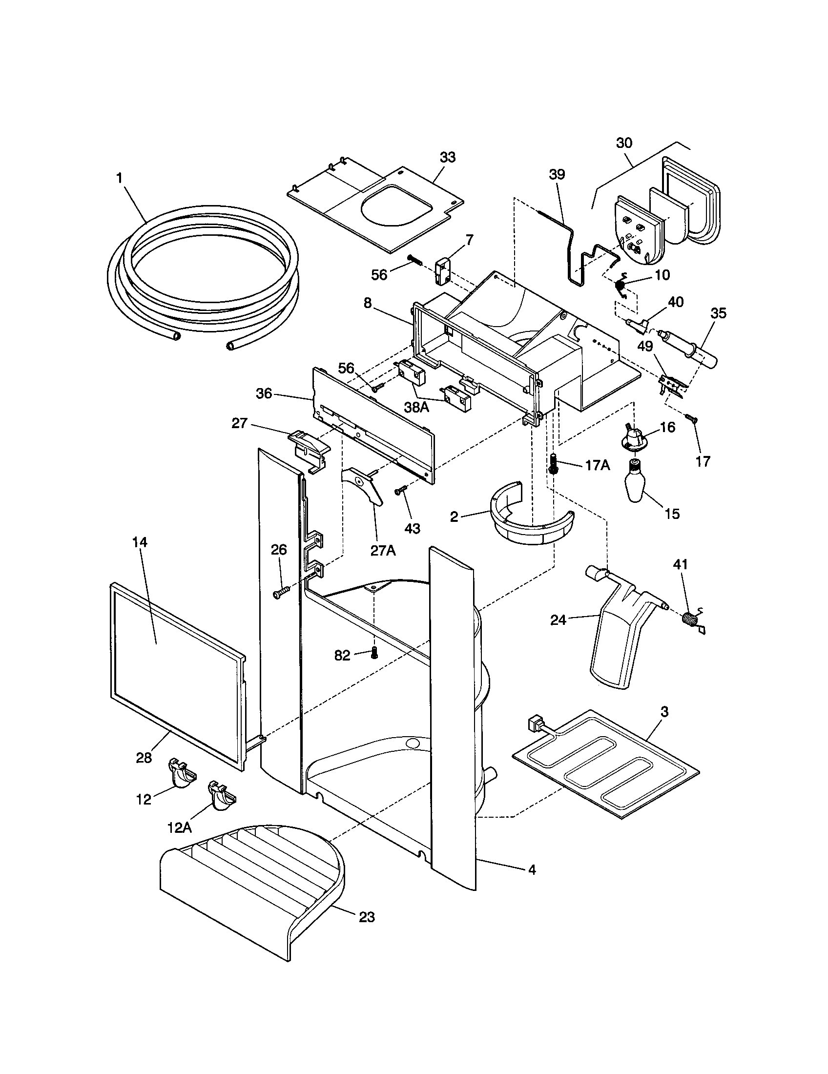 Frigidaire FRS20WRHW3 dispenser diagram