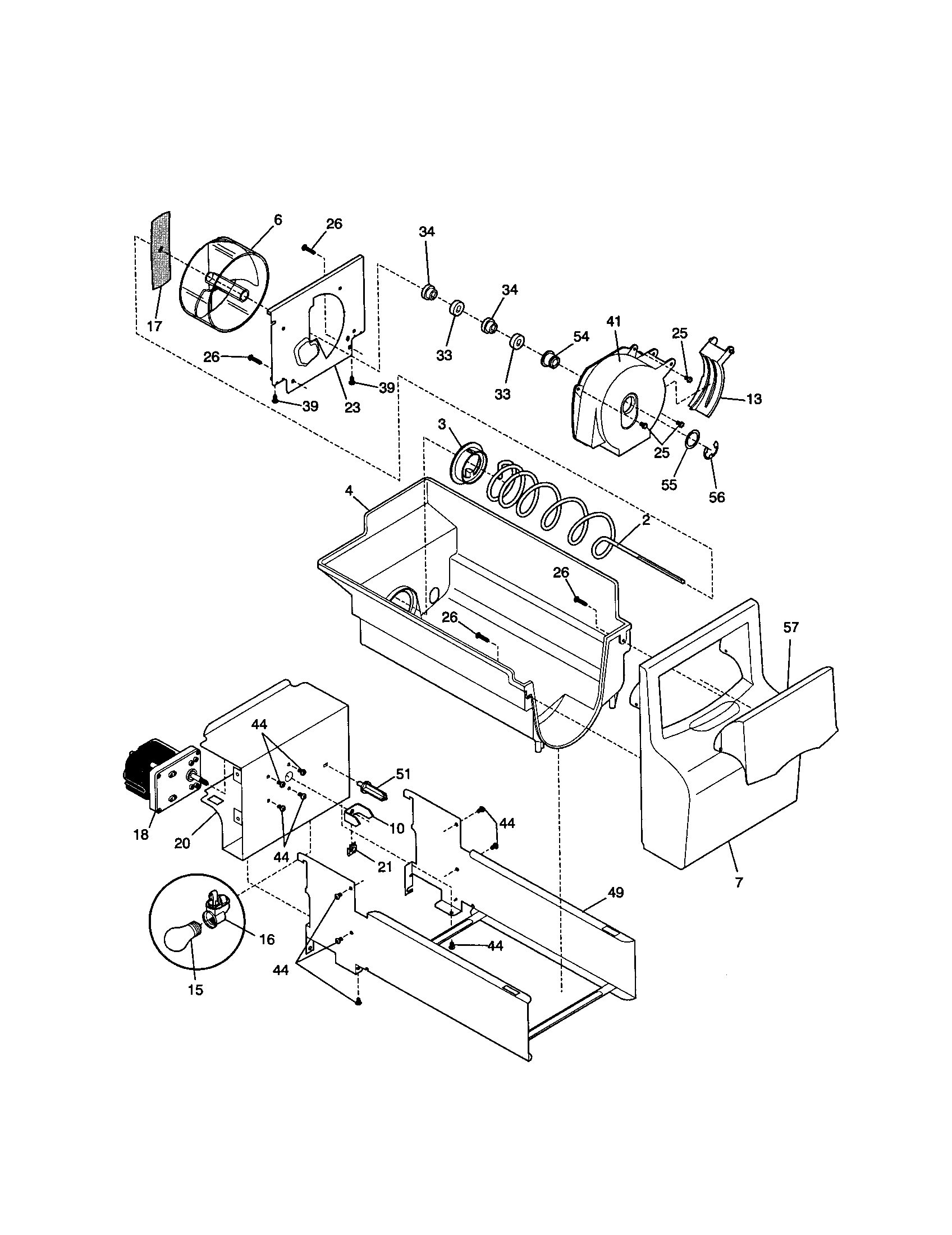 Frigidaire FRS20WRHW3 ice container diagram