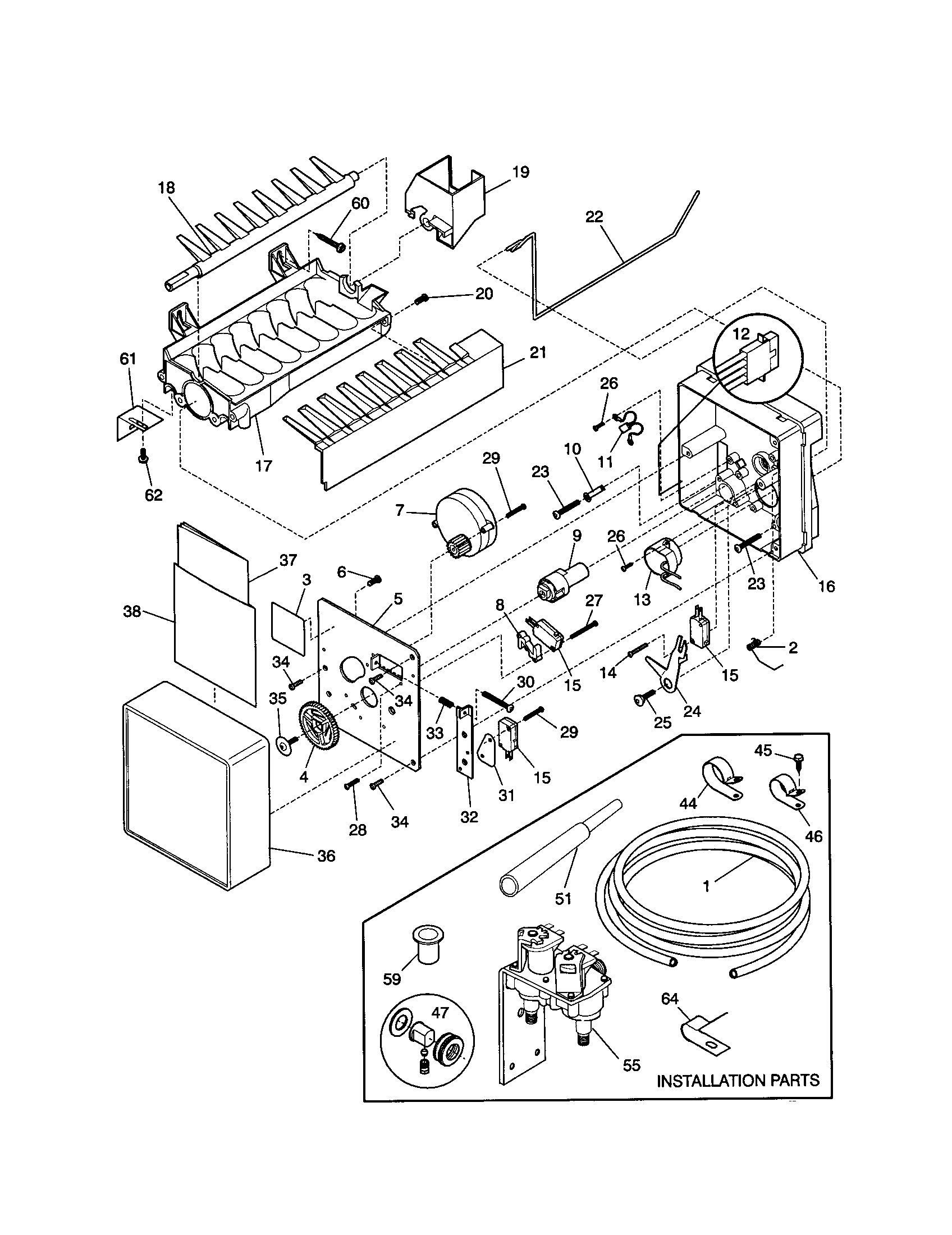 Frigidaire FRS20WRHW3 ice maker diagram