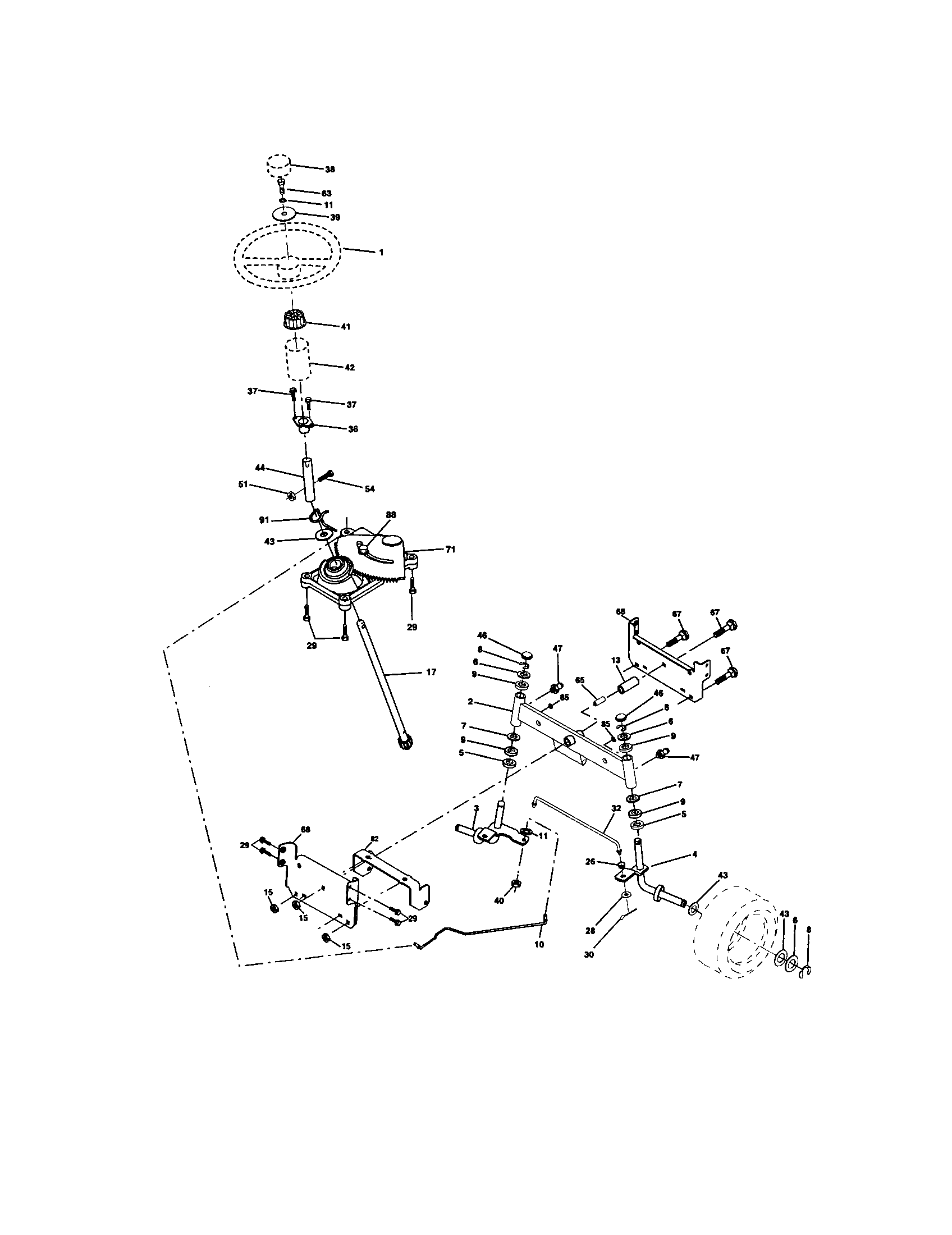 Craftsman 917271634 steering assembly diagram
