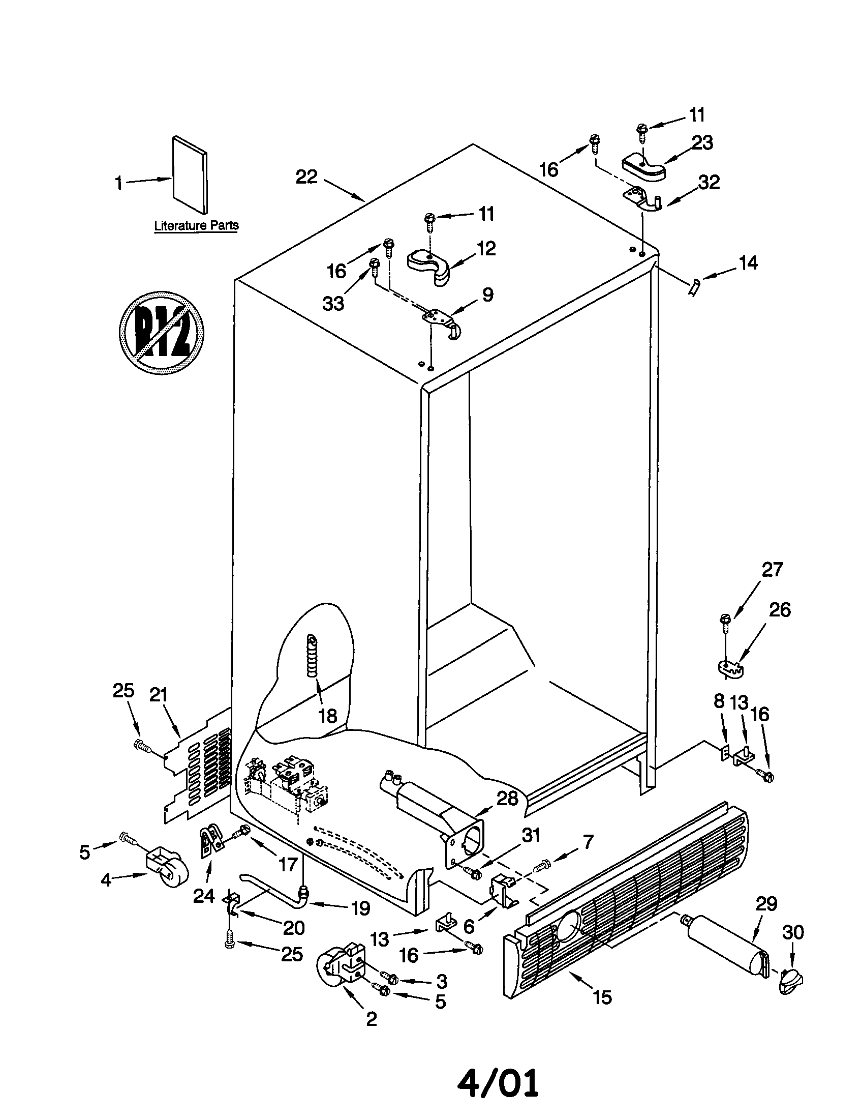 Kenmore 10651264101 cabinet diagram