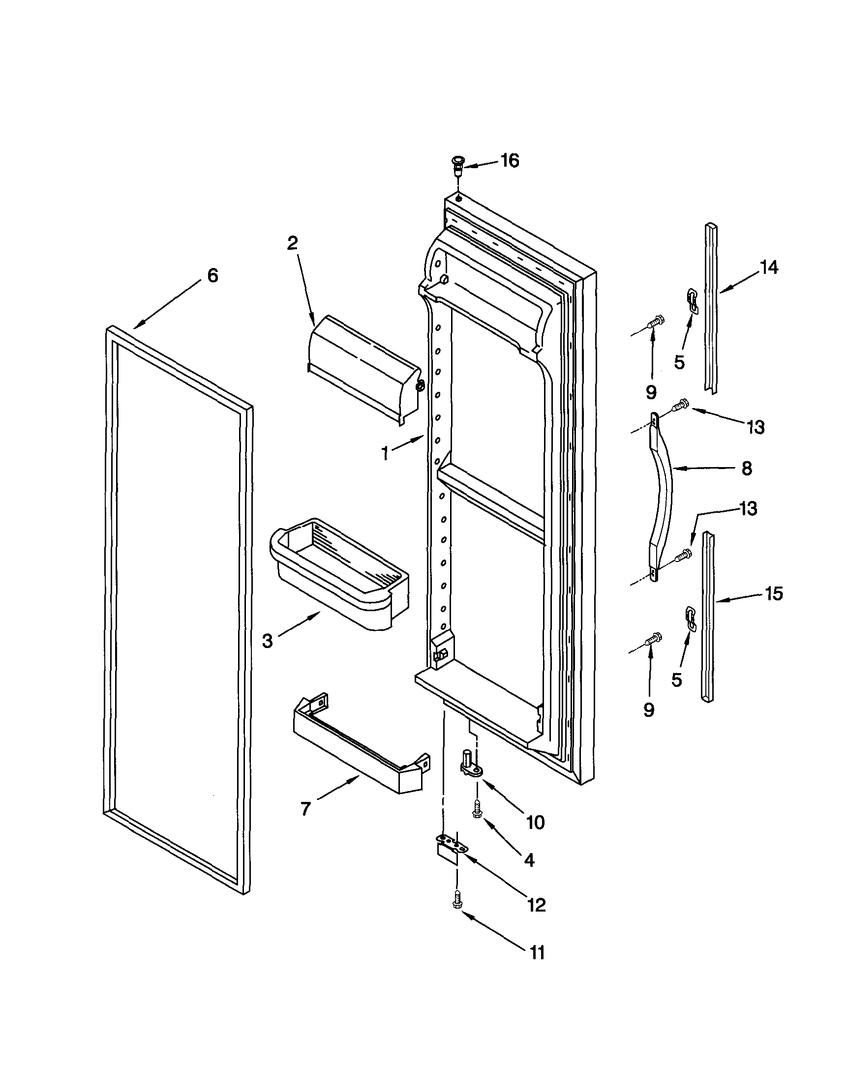 Kenmore 10651264101 refrigerator door diagram