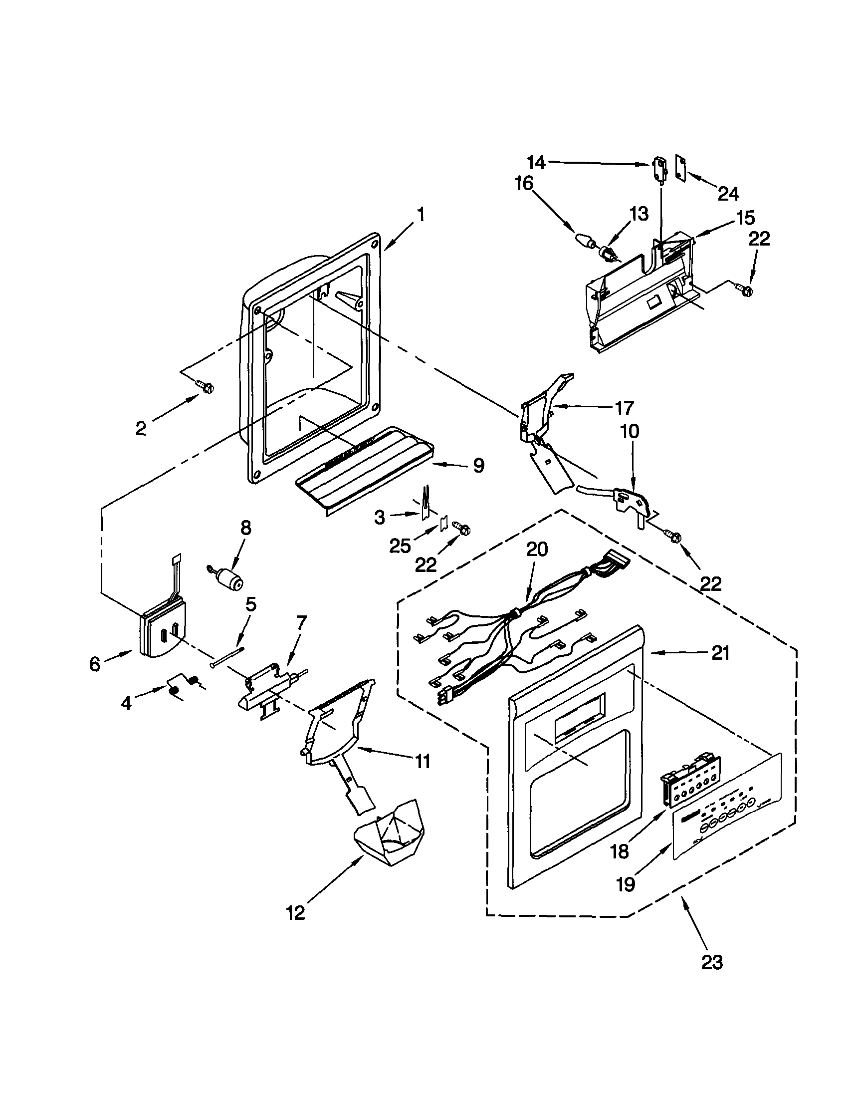 Kenmore 10651264101 dispenser front diagram