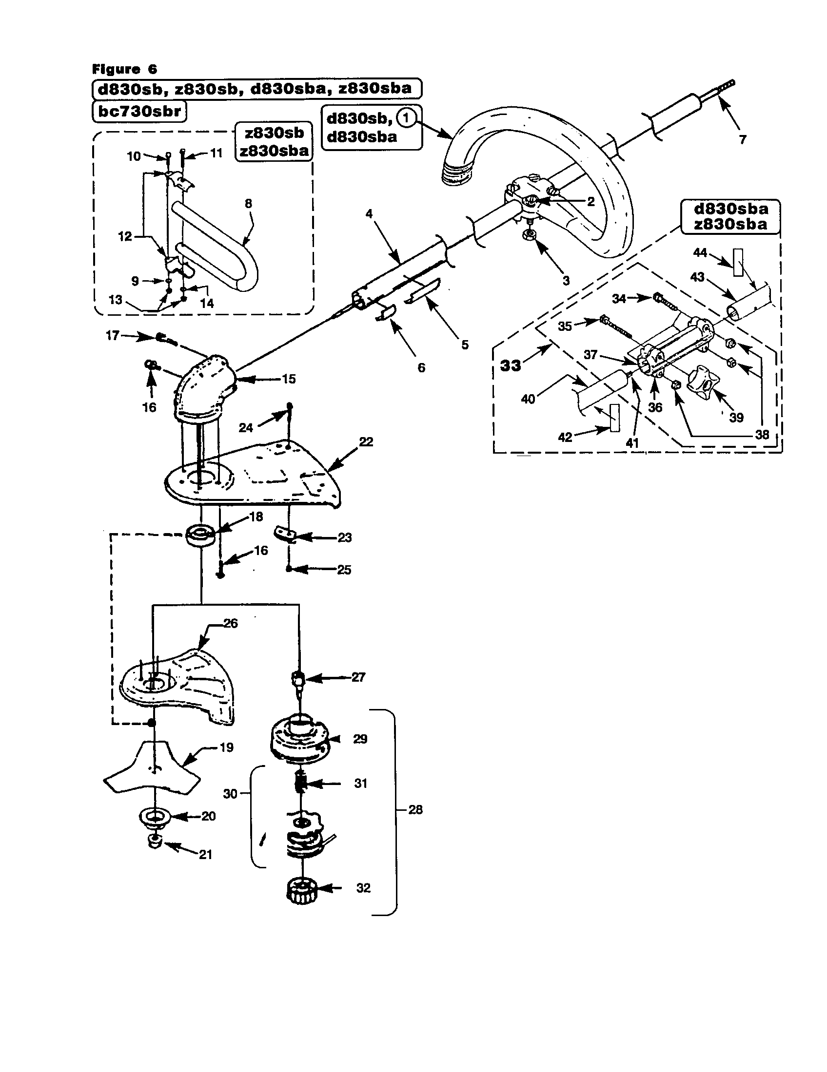 Homelite UT15113-R gear head diagram