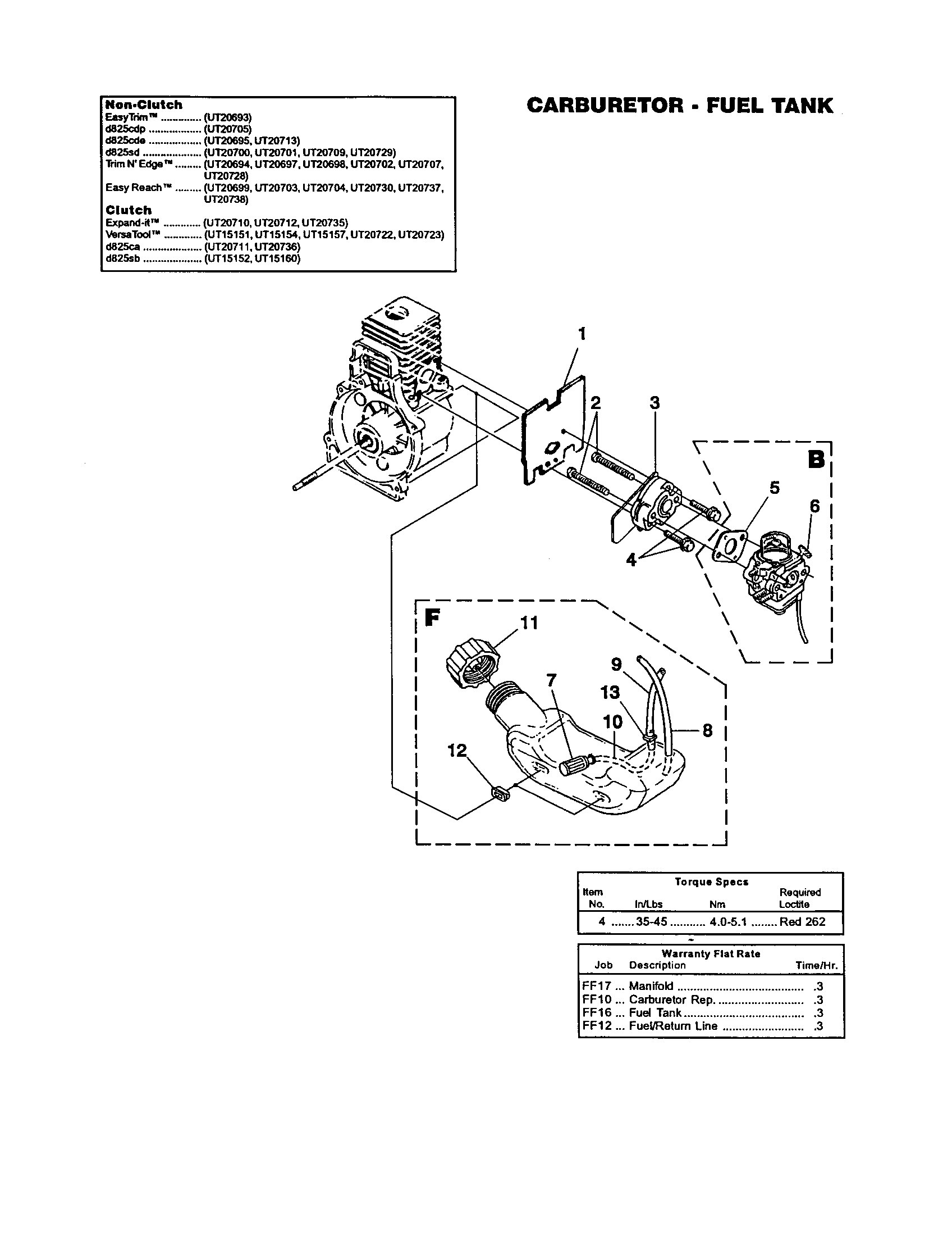 Homelite UT20704 carburetor and fuel tank diagram