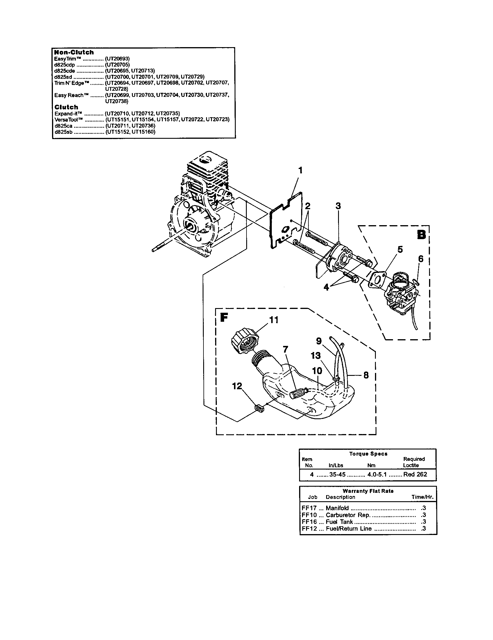 Homelite UT15152 carburetor and fuel tank diagram