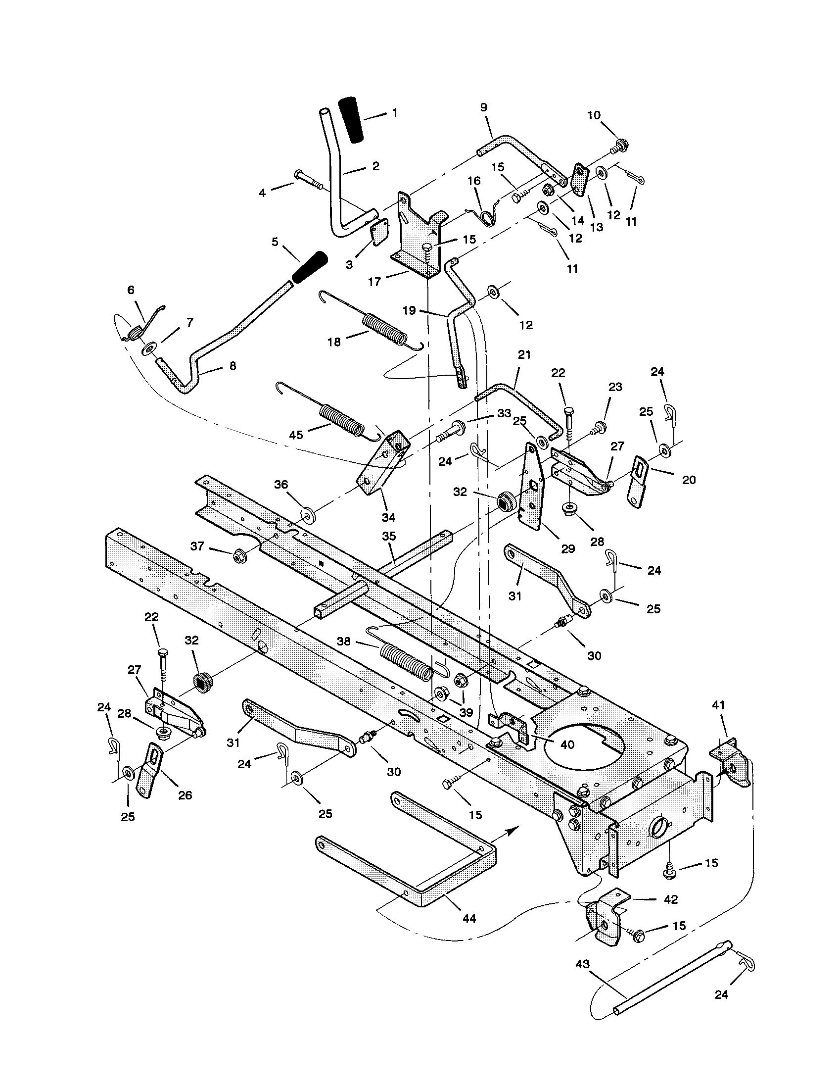 Murray 50568X9A mower housing suspension diagram