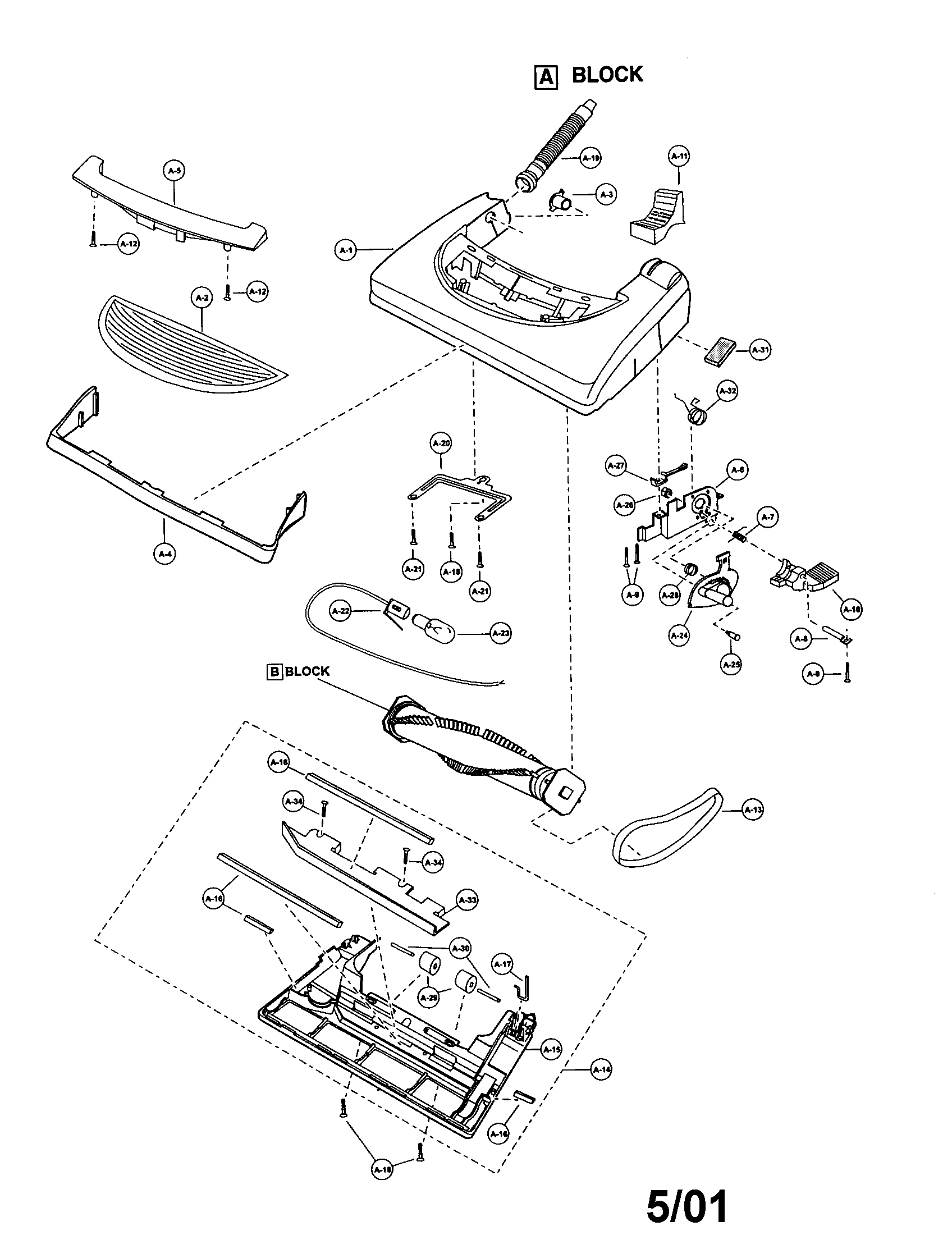 Panasonic MC-V7365 nozzle housing diagram