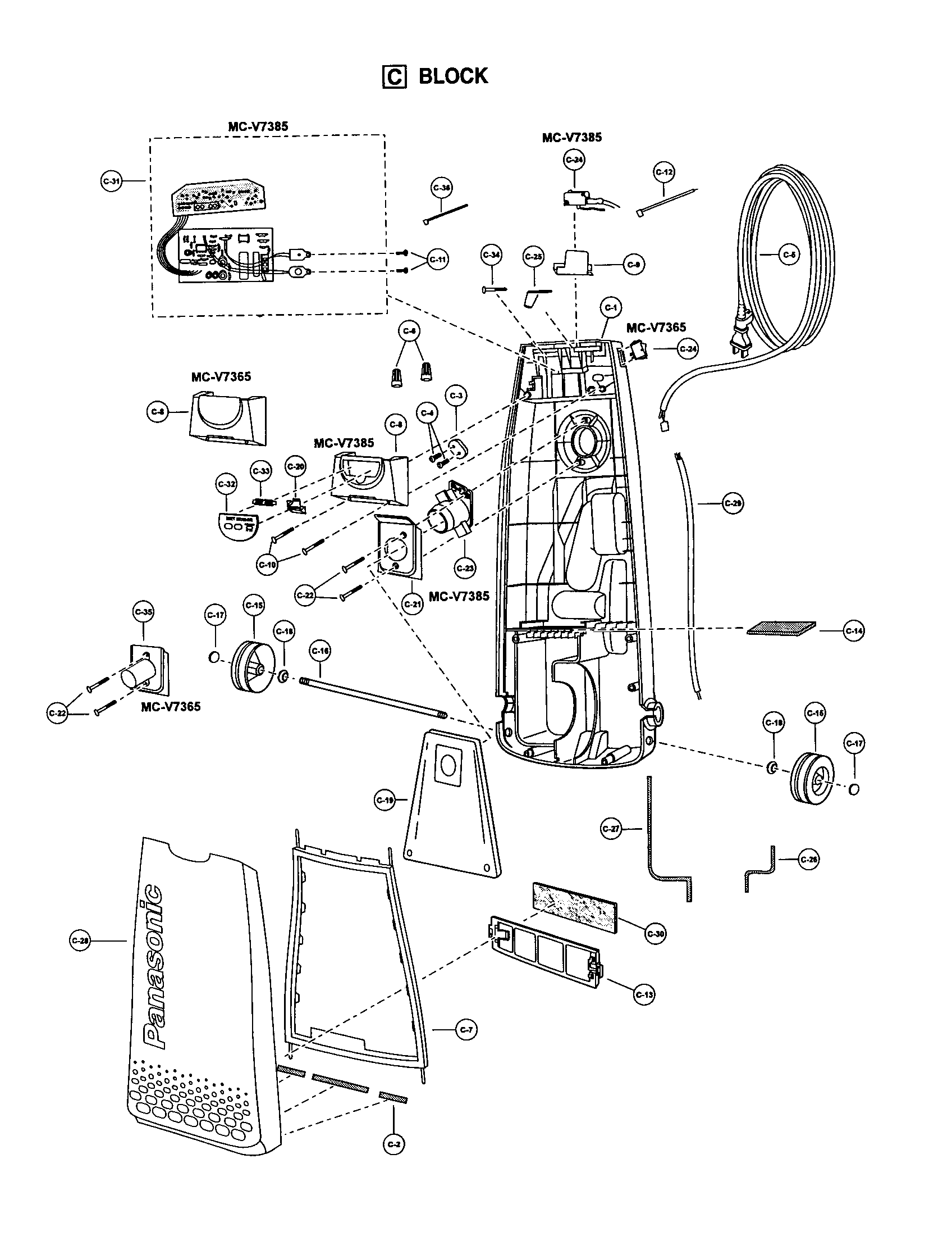 Panasonic MC-V7365 body diagram