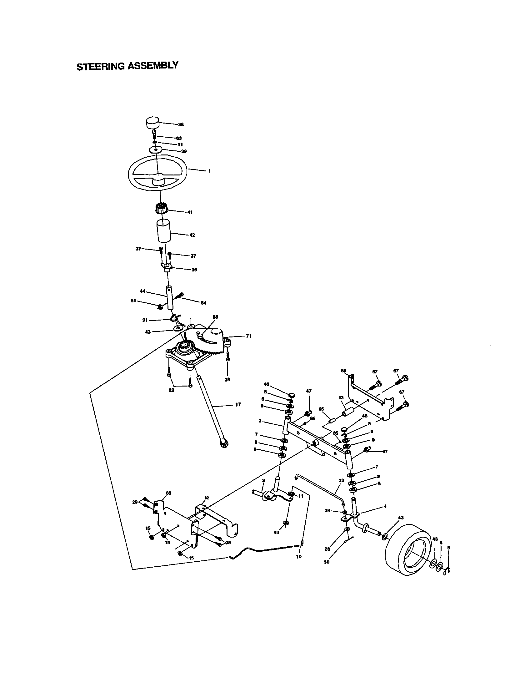 Craftsman 917272063 steering assembly diagram