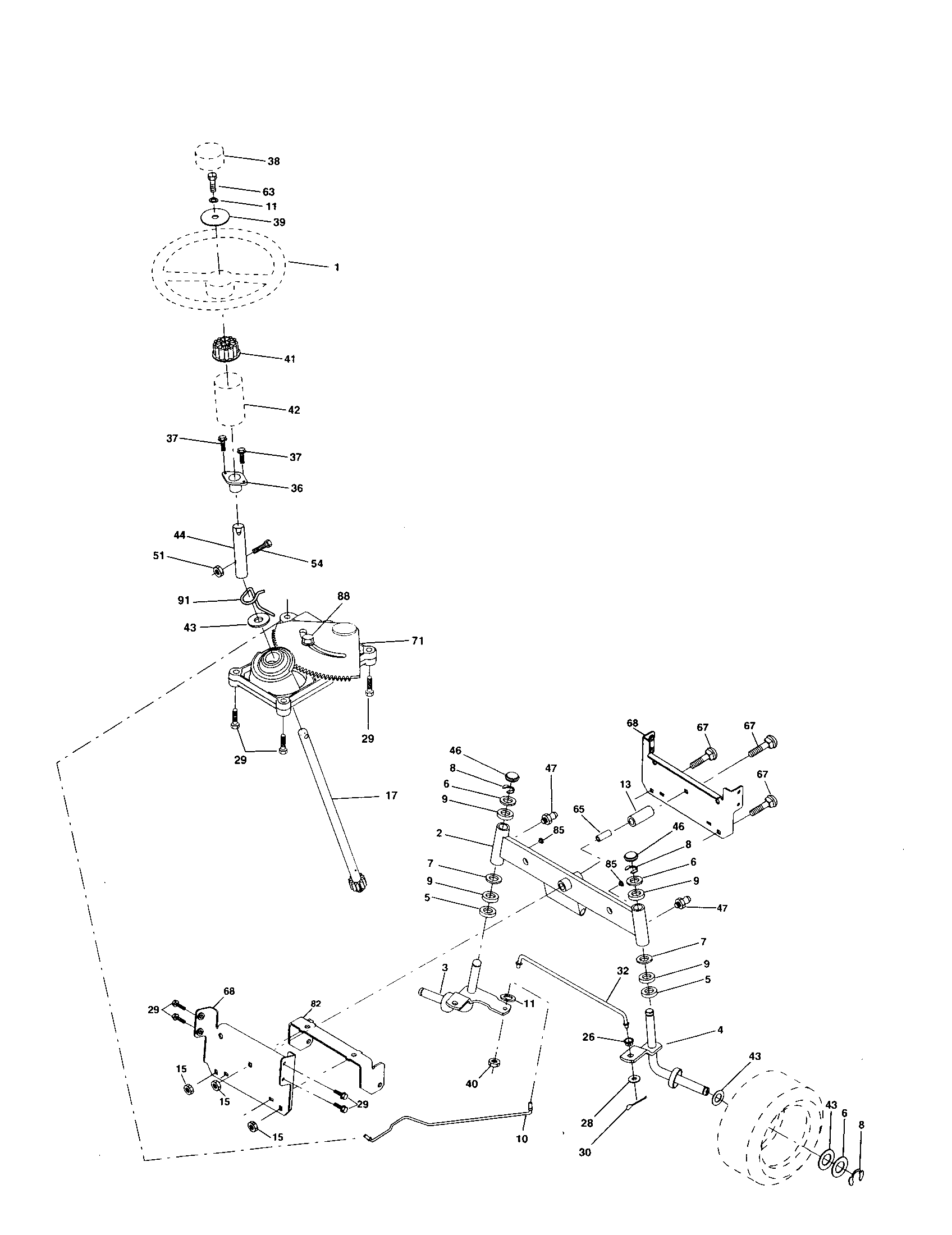 Craftsman 917250431 steering assembly diagram