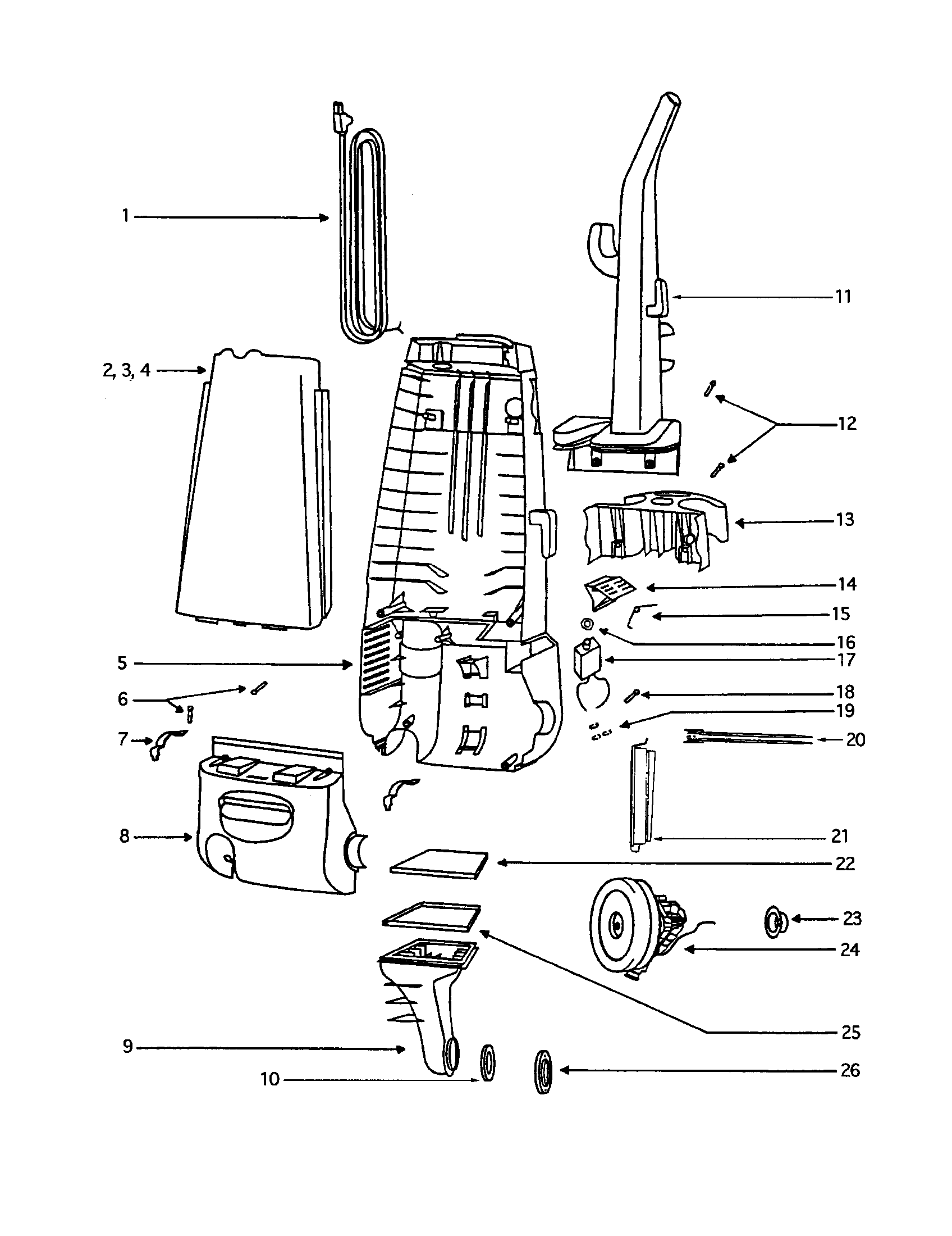 Eureka 4337BTH bag and motor cover diagram