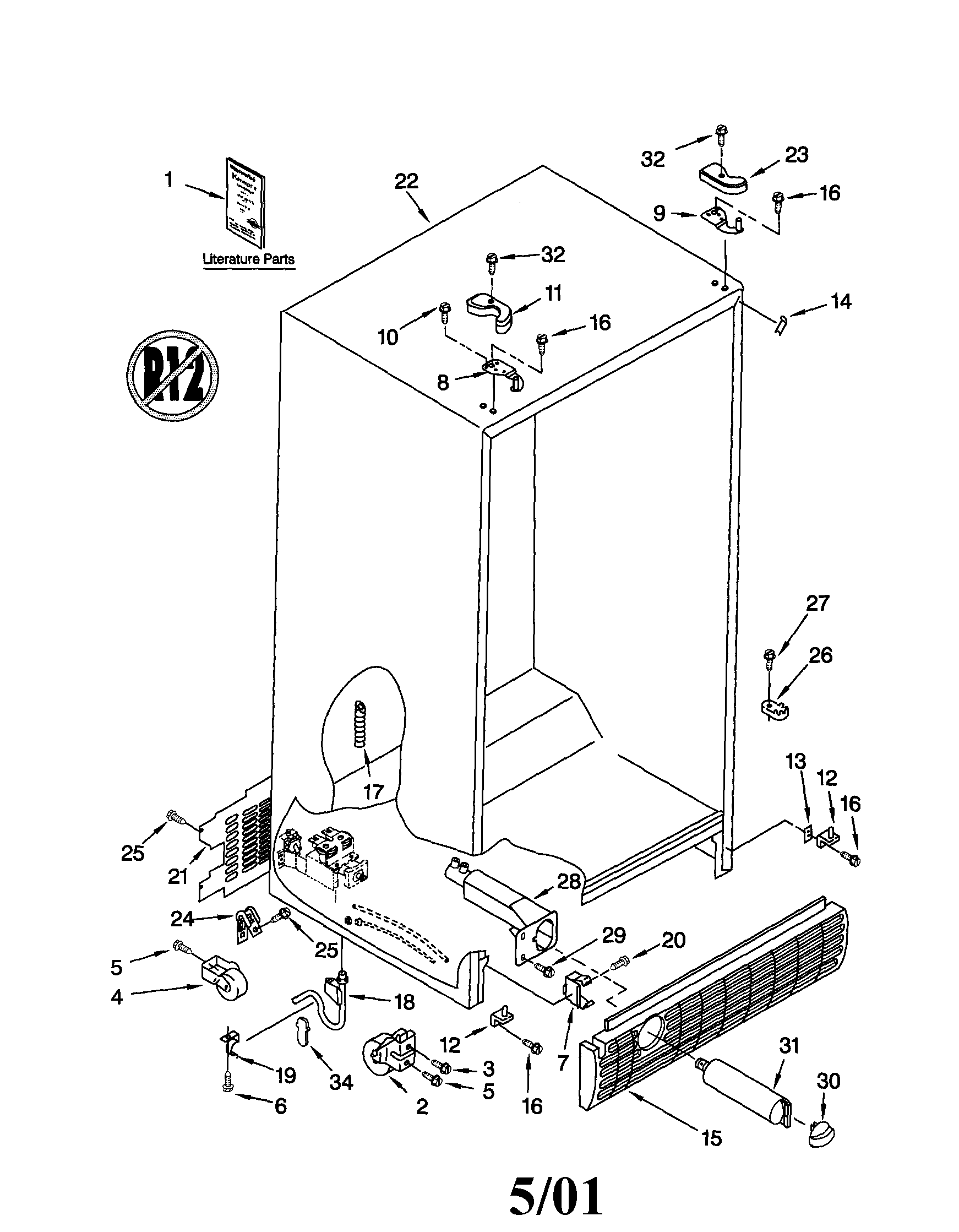 Kenmore 10652254100 cabinet diagram
