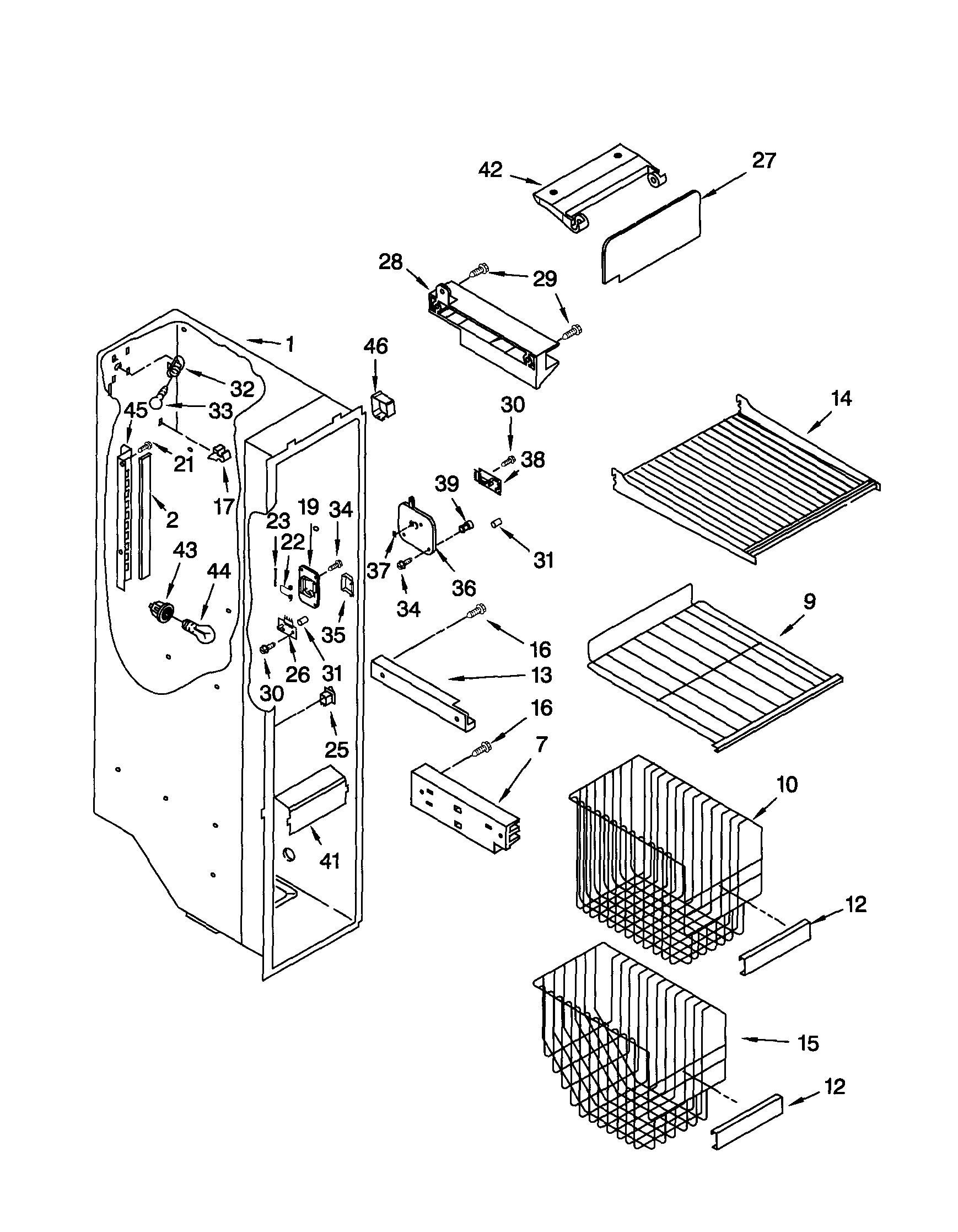 Kenmore 10652254100 freezer liner diagram