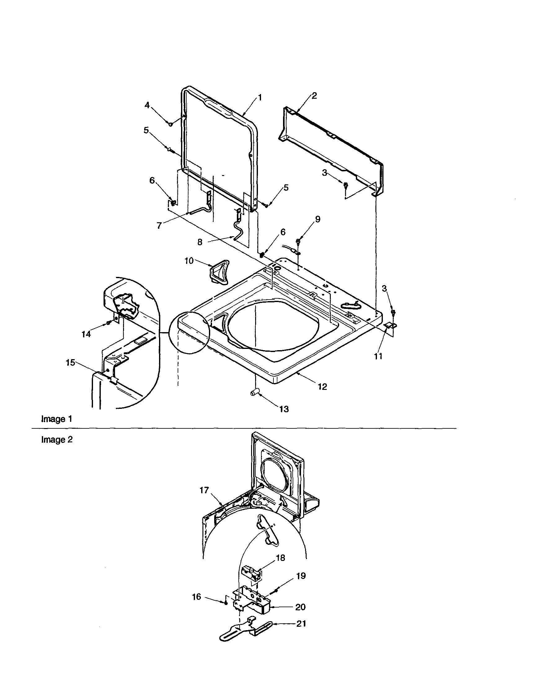 Amana DLW330RA-PDLW330RA cabinet top/door/door switch diagram