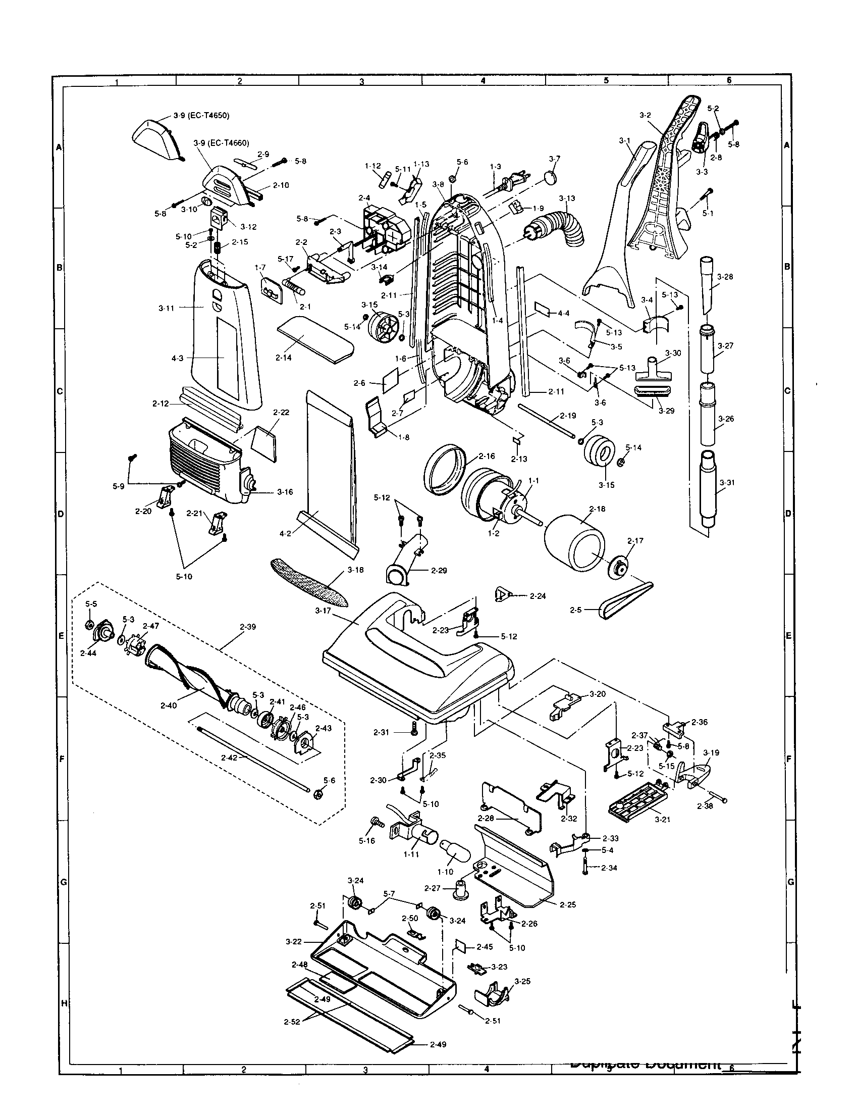 Sharp EC-T4660 upright vacuum diagram