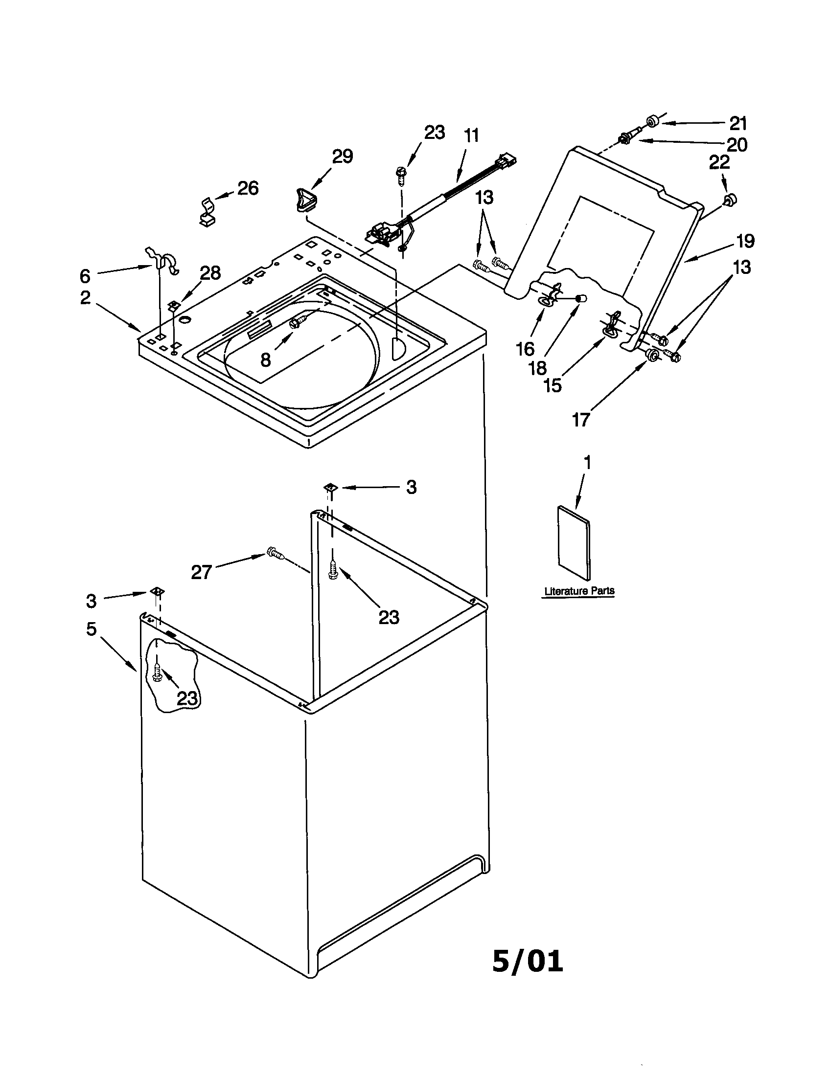 Kenmore 11022652100 top and cabinet diagram