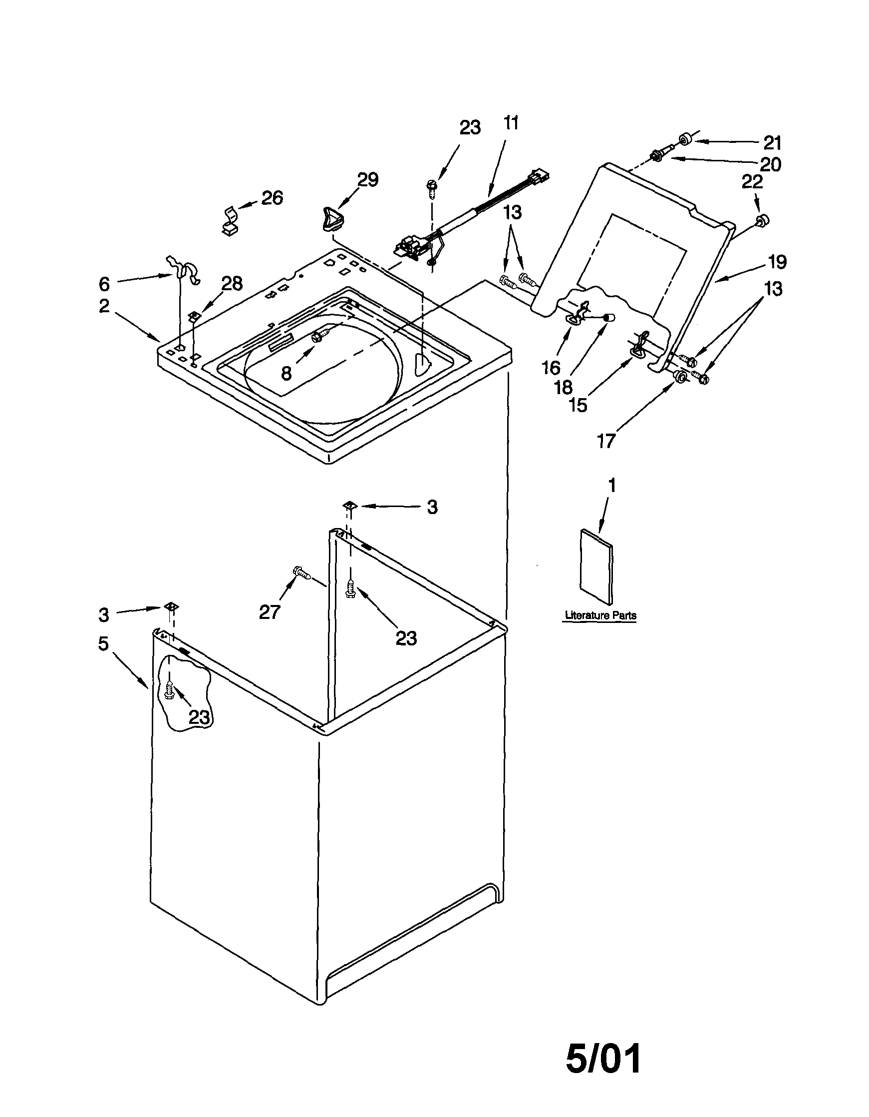 Kenmore 11022662100 top and cabinet diagram