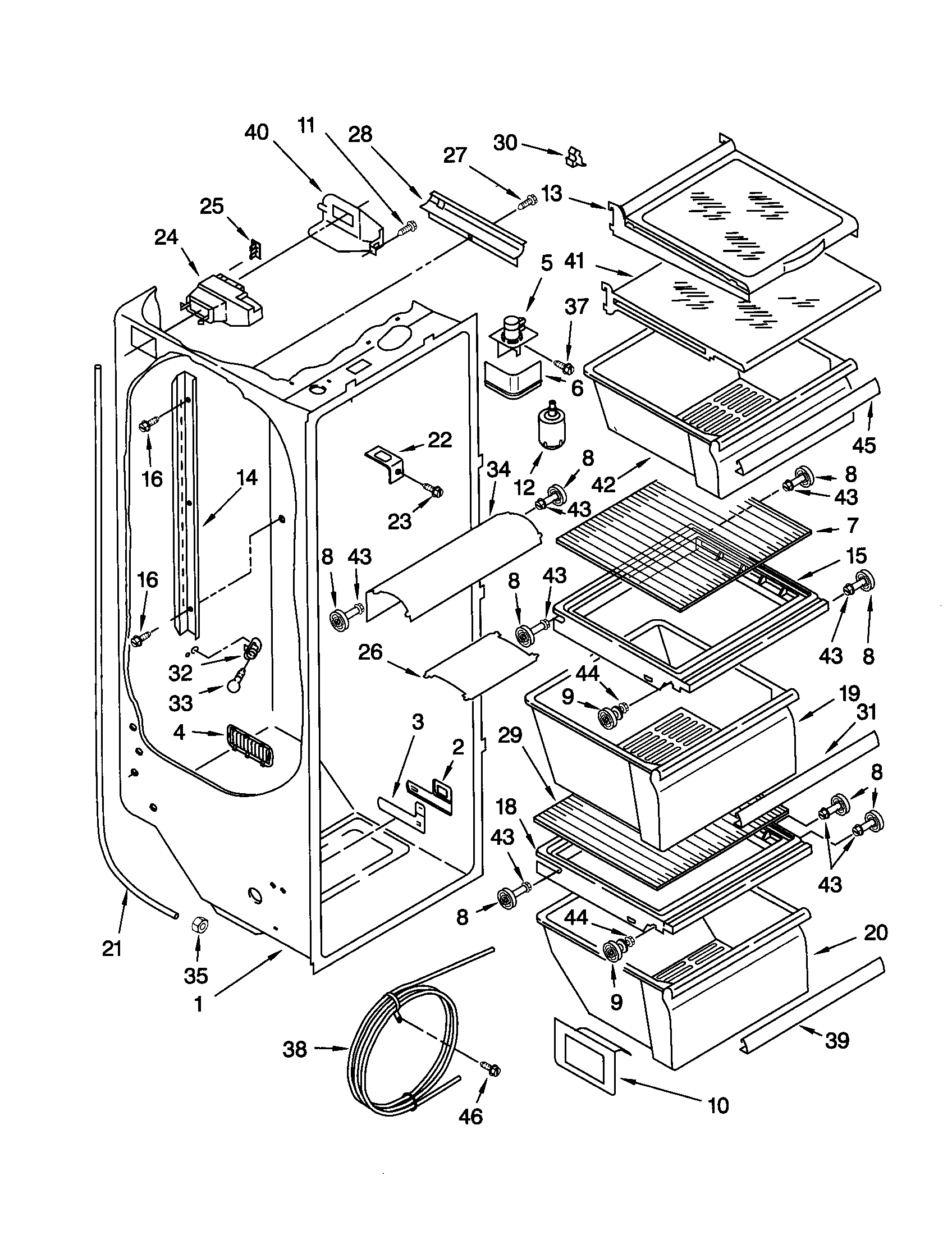 Kenmore 10650512003 refrigerator liner diagram