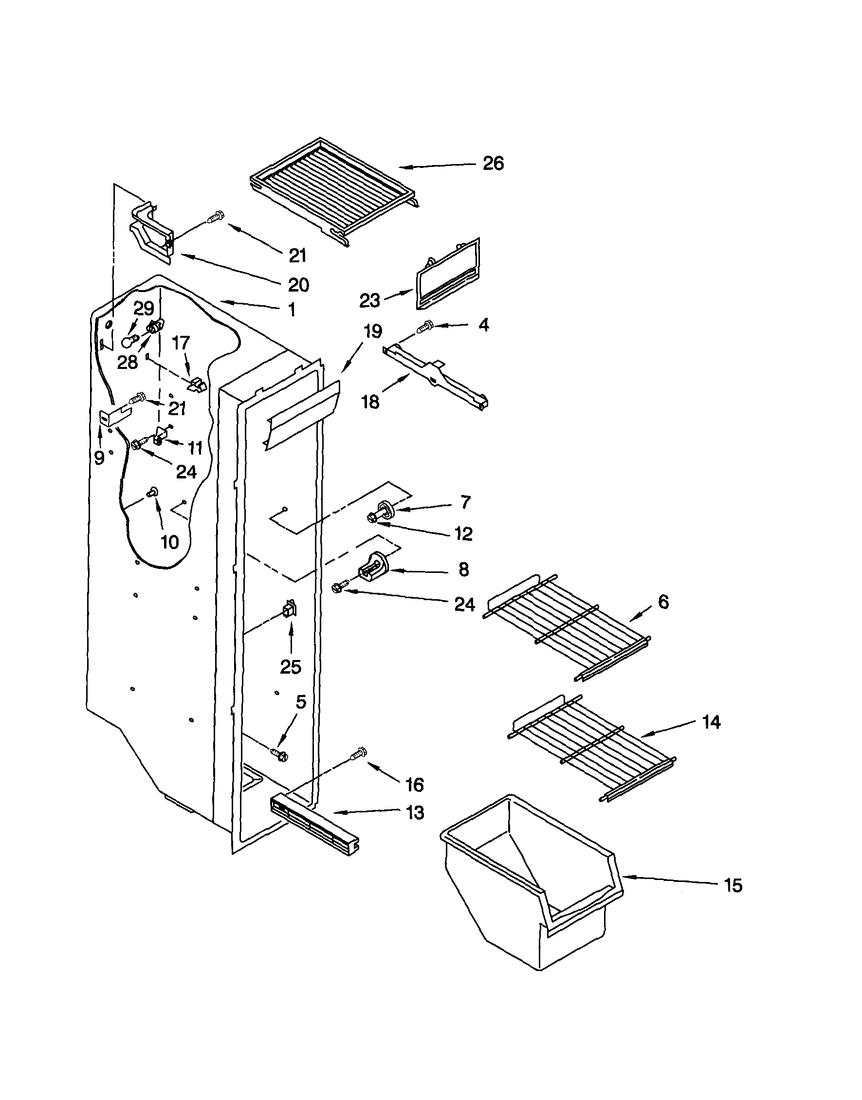 Kenmore 10650512003 freezer liner diagram