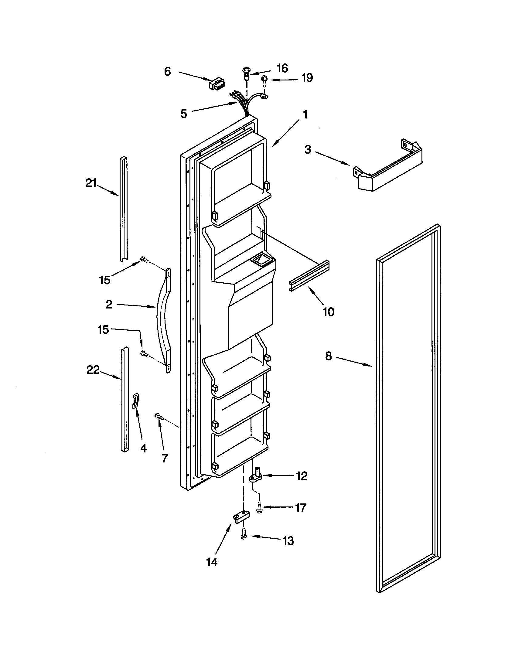 Kenmore 10650512003 freezer door diagram