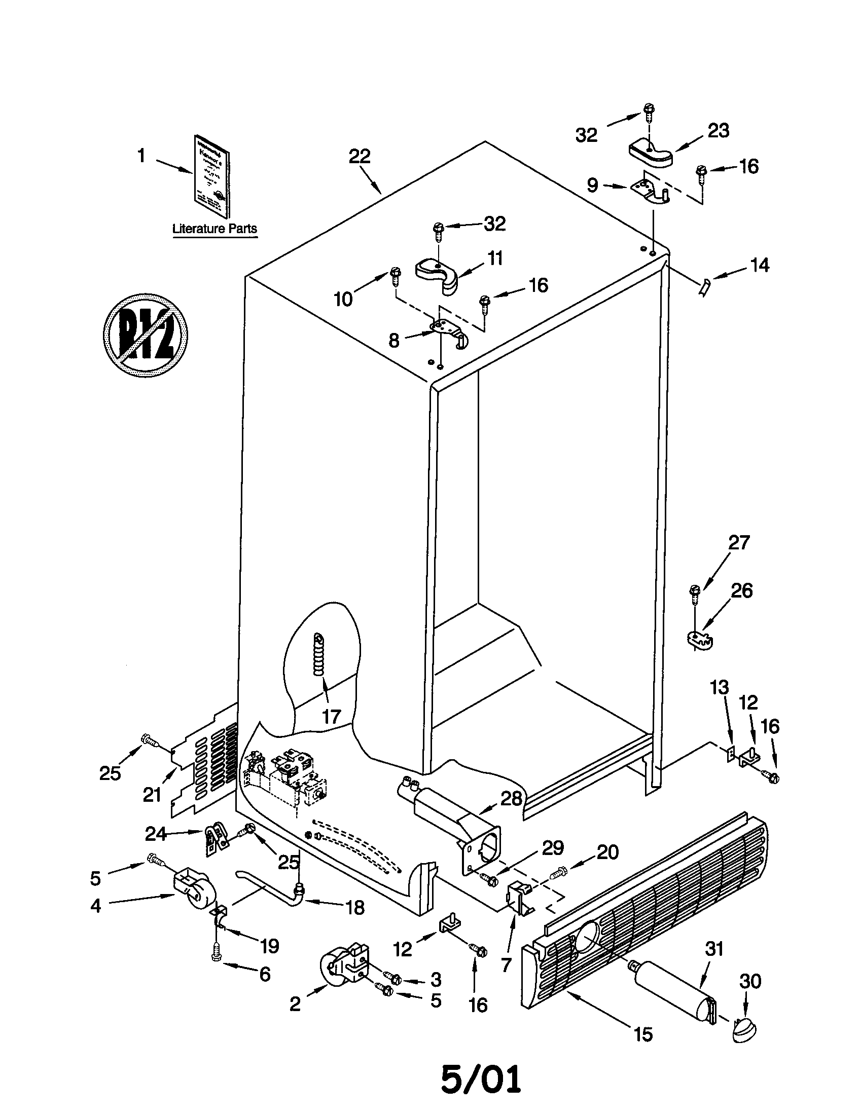 Kenmore 10652534101 cabinet diagram
