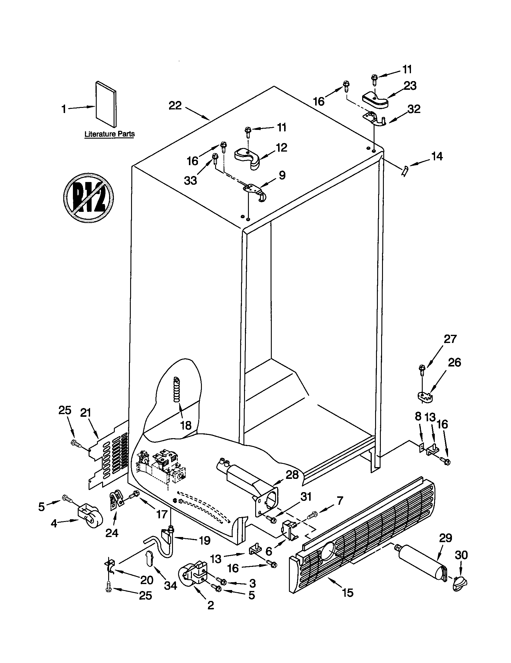 Kenmore 10652764100 cabinet diagram