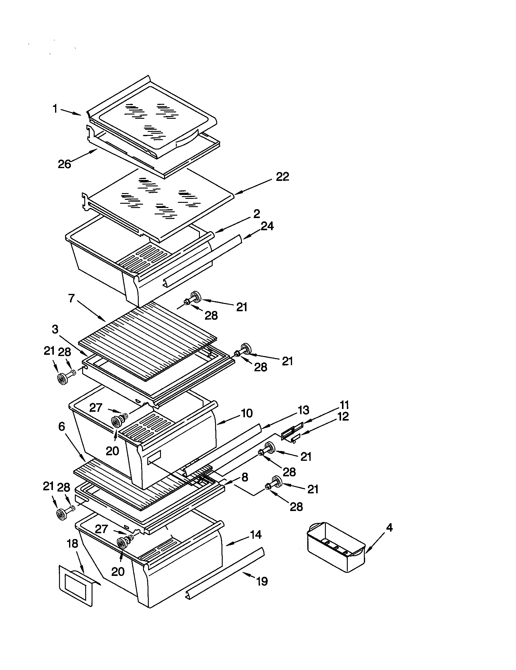 Kenmore 10652764100 refrigerator shelf diagram
