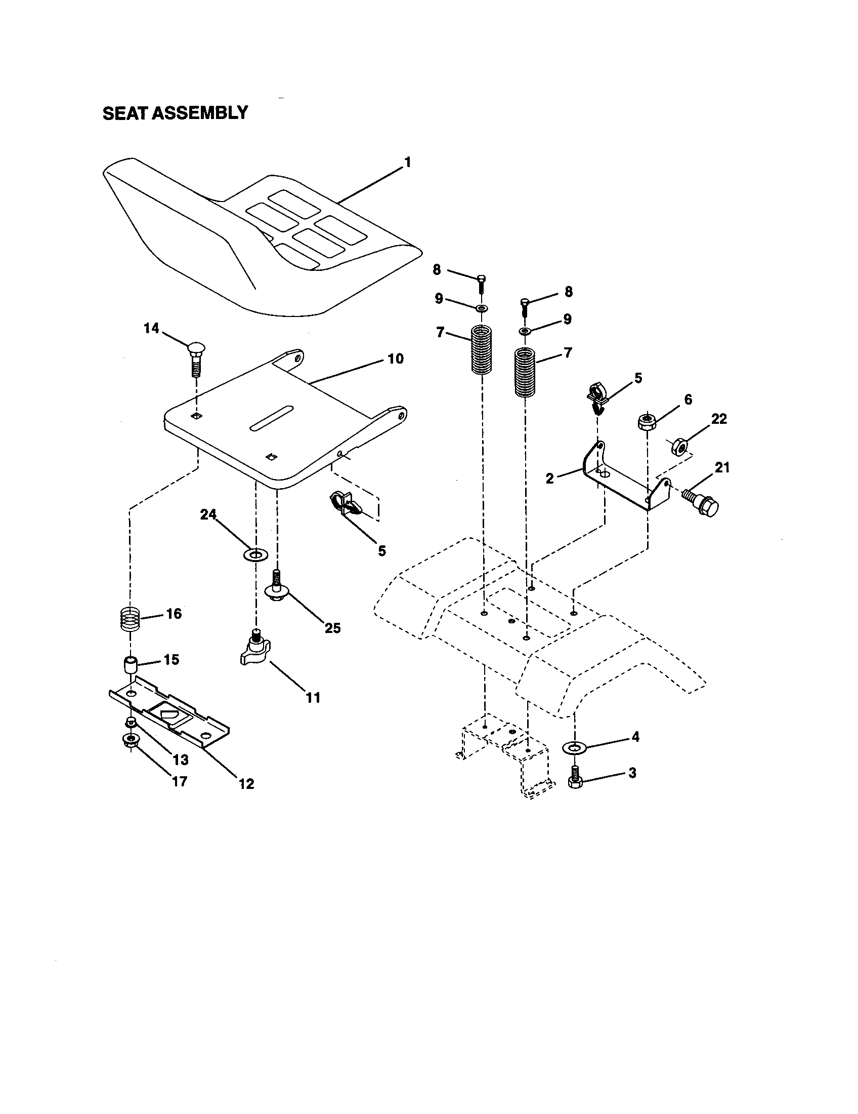 Craftsman 917270530 seat assembly diagram