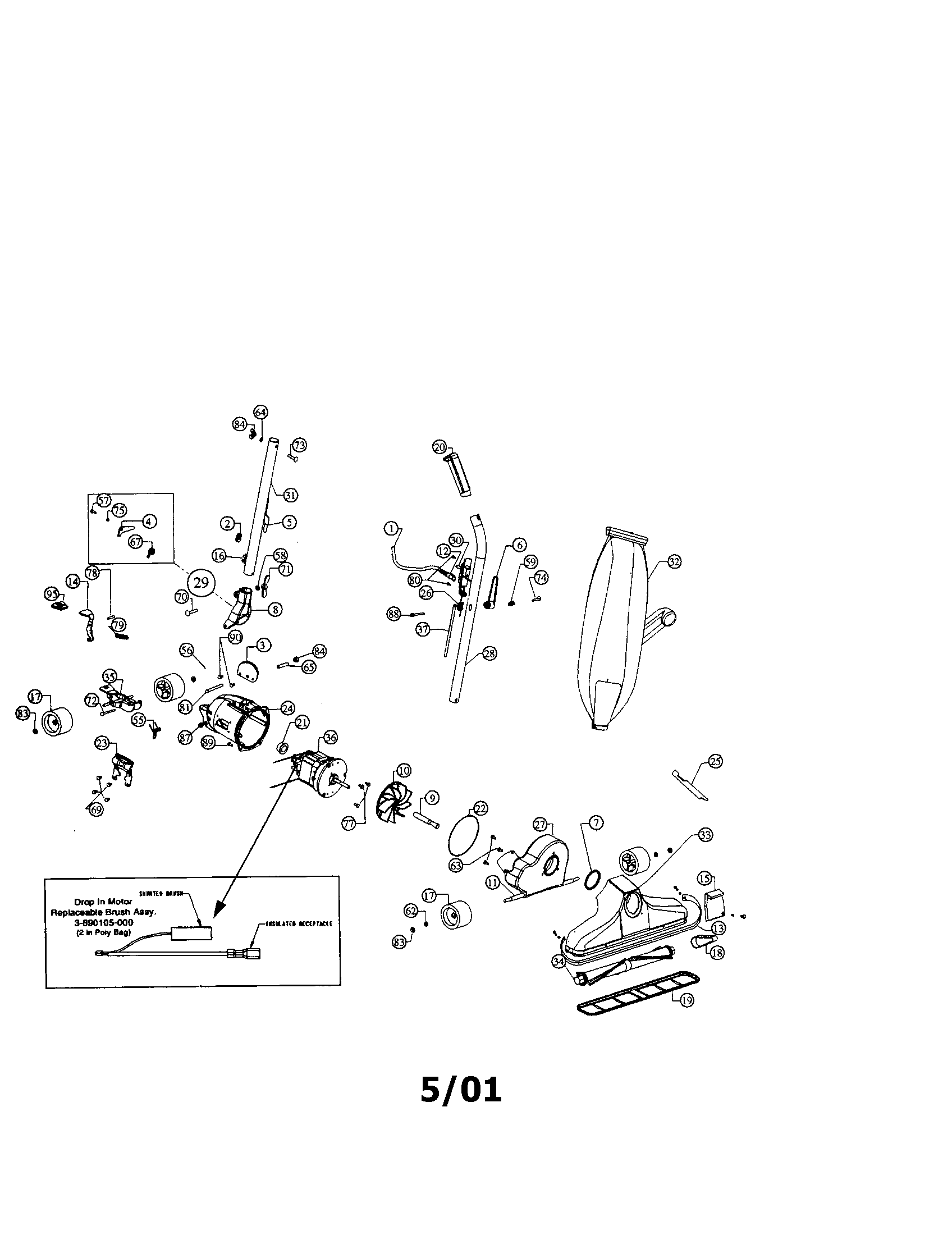 Dirt Devil 89135C upright vac diagram