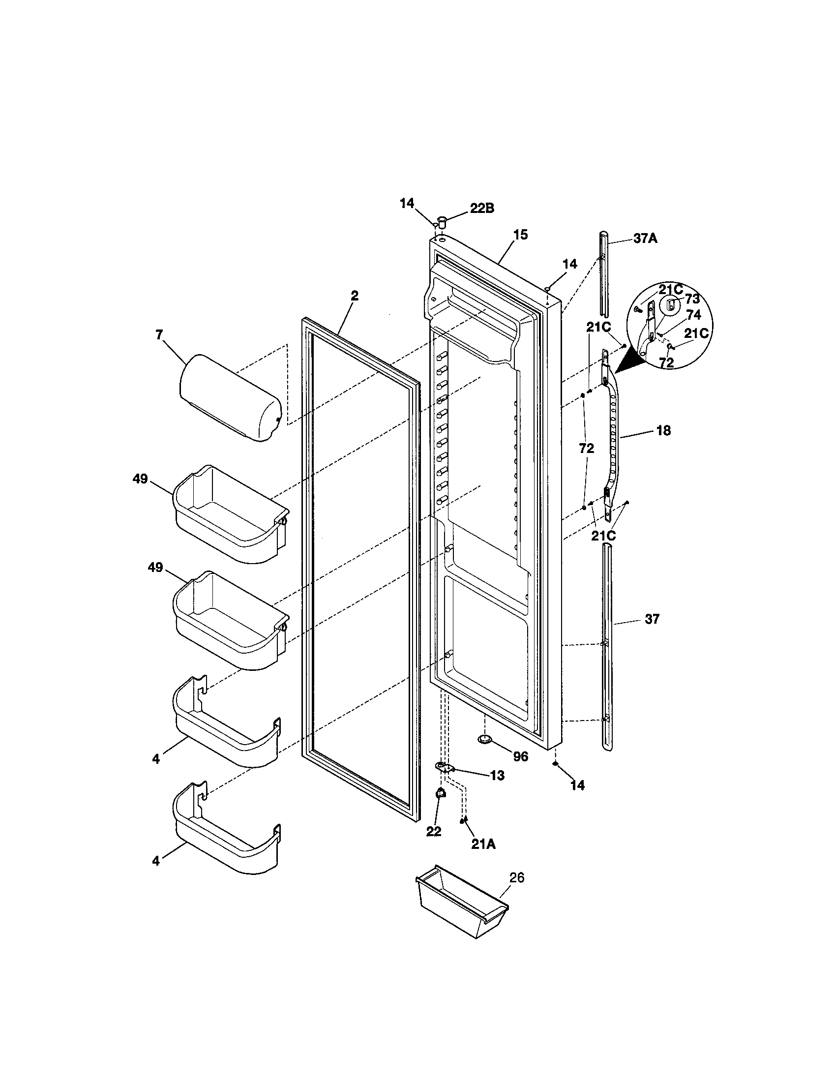 Kenmore 25351694100 refrigerator door diagram